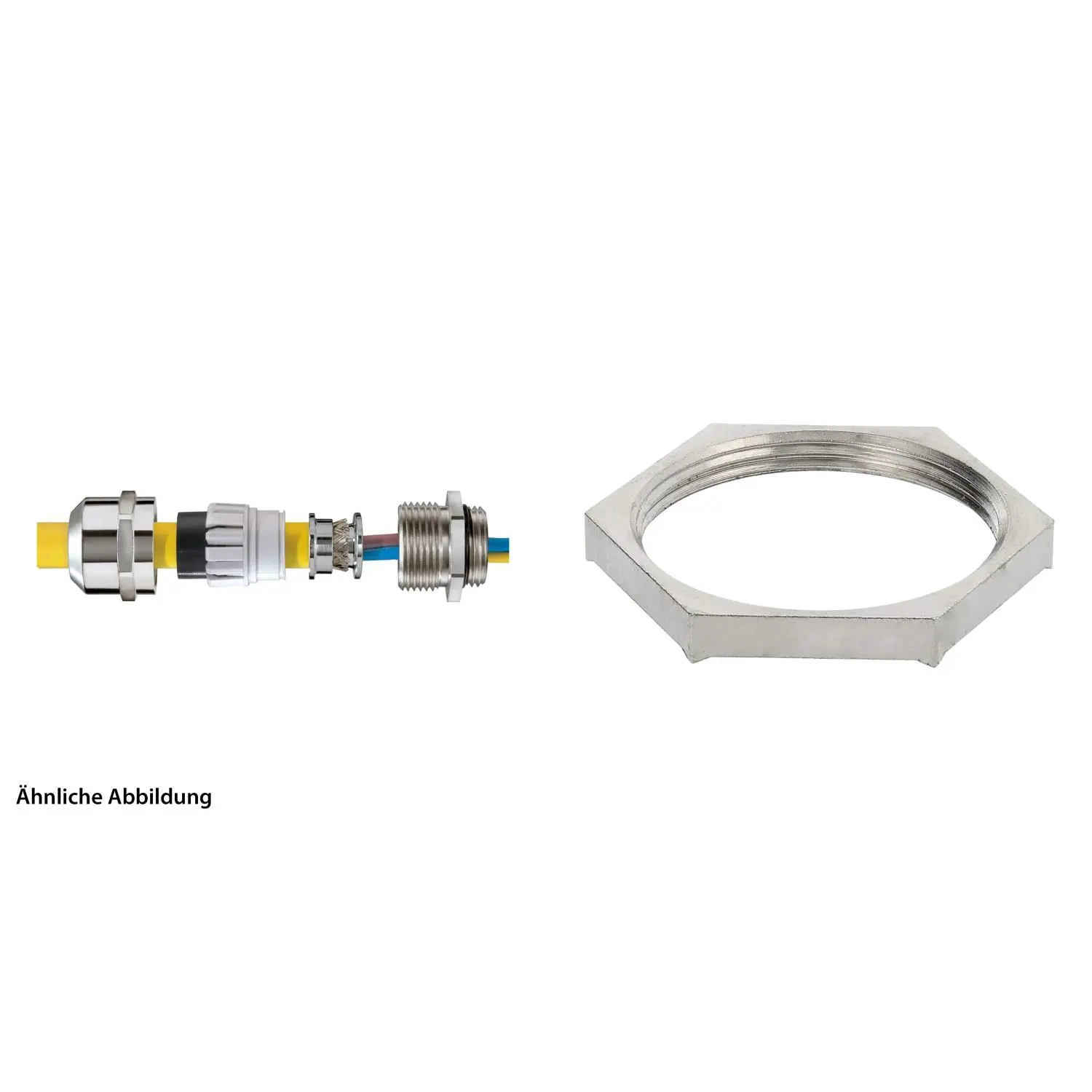 Produktfoto 1 von 59911525K WISKA Verschraubung EMV mit Gegenmutter PG21x1,588 mit Erdungseinsatz inkl. O-Ring Messing (CuZn) vernickelt Gewindelänge 7,0mm