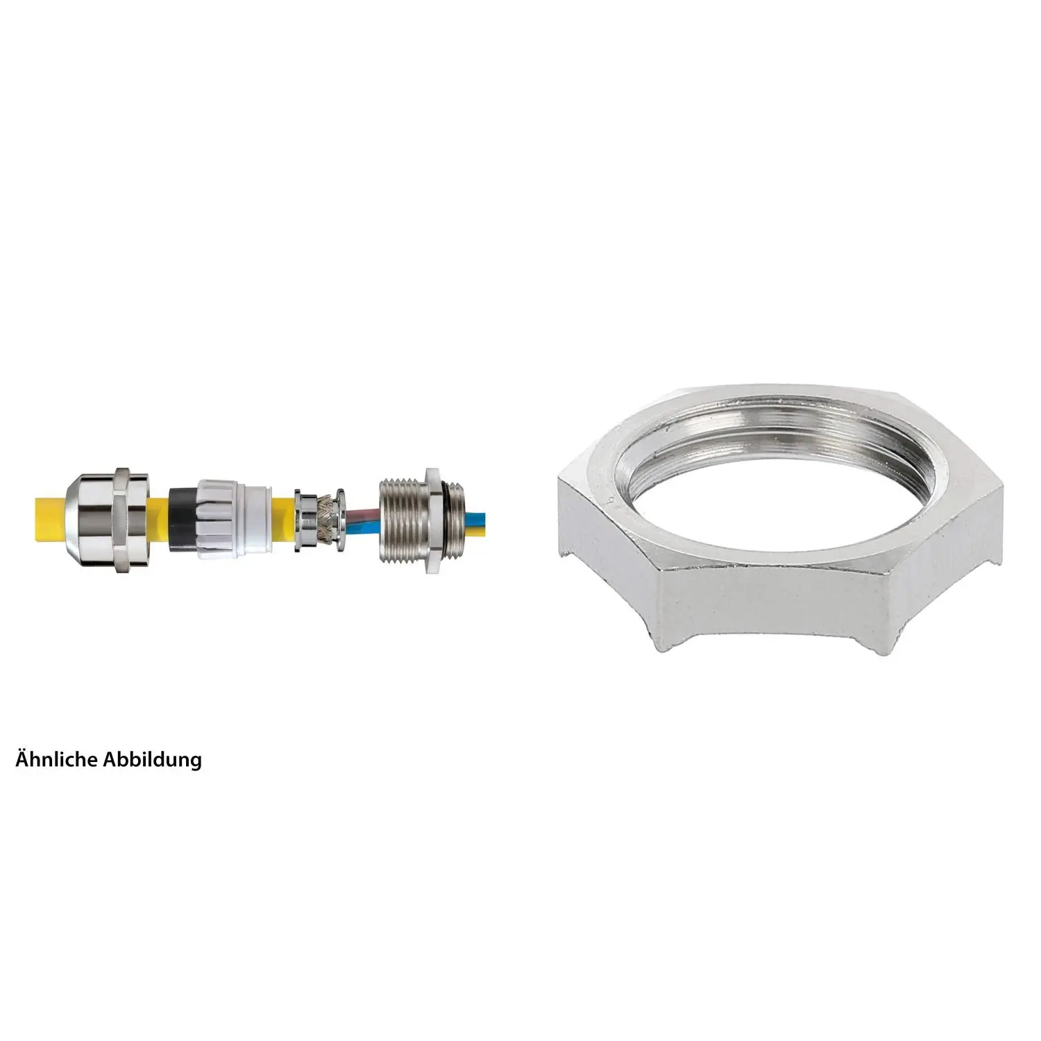 Produktfoto 1 von 59911535K WISKA Verschraubung EMV mit Gegenmutter PG9x1,41 mit Erdungseinsatz inkl. O-Ring Messing (CuZn) vernickelt Gewindelänge 5,0mm