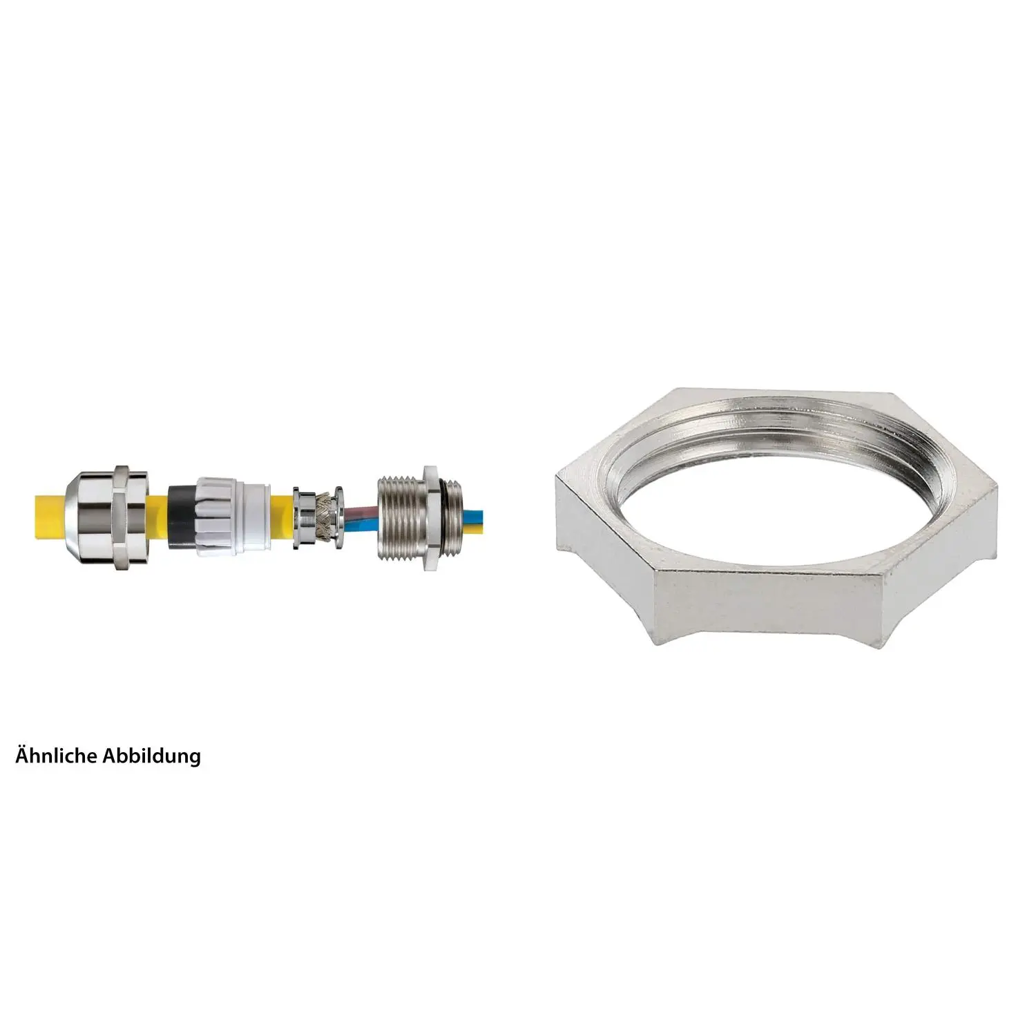 Produktfoto 1 von 59911515K WISKA Verschraubung EMV mit Gegenmutter PG11x1,41 mit Erdungseinsatz inkl. O-Ring Messing (CuZn) vernickelt Gewindelänge 6,0mm
