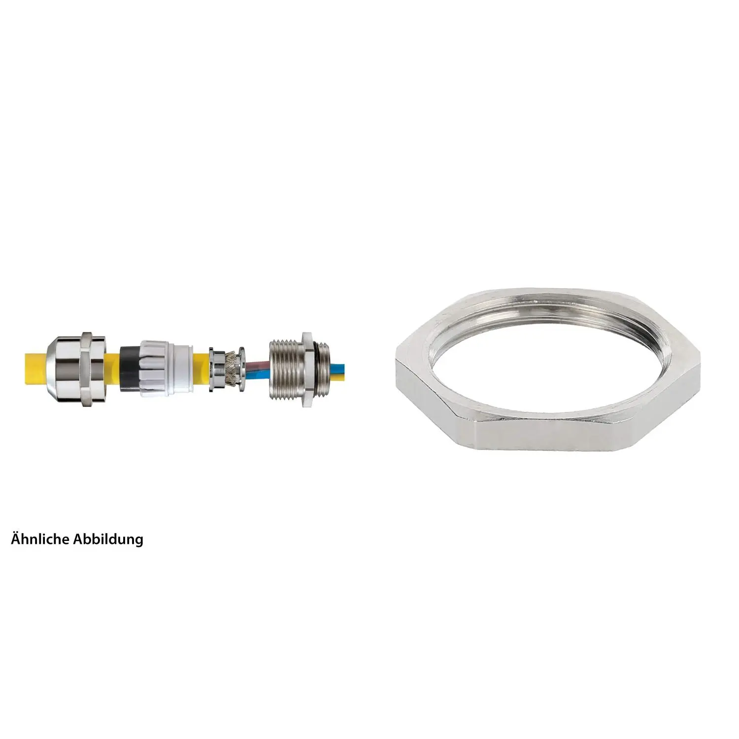 Produktfoto 1 von 59911518K WISKA Verschraubung EMV mit Gegenmutter PG13,5x1,41 mit Erdungseinsatz inkl. O-Ring Messing (CuZn) vernickelt Gewindelänge 6,0mm