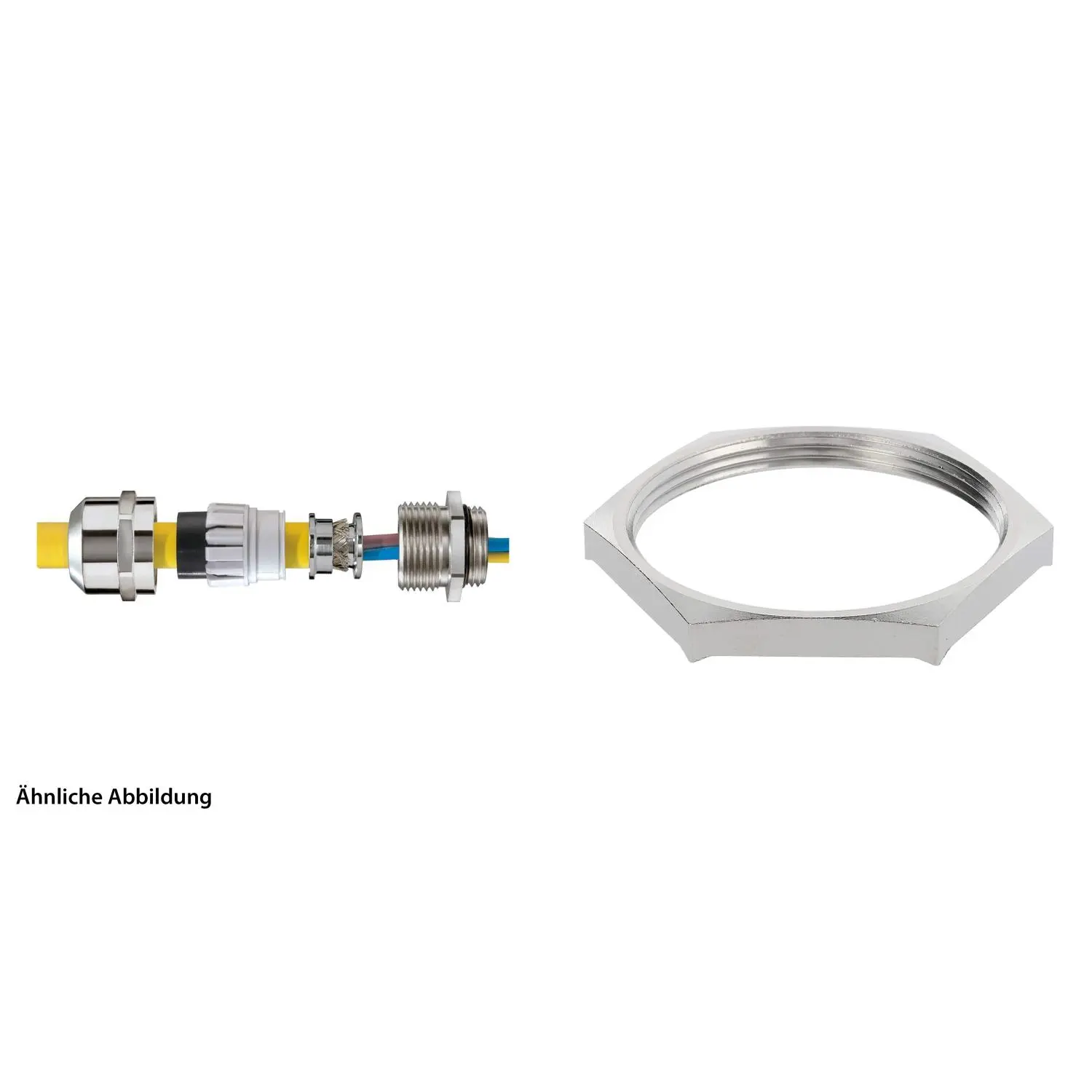 Produktfoto 1 von 59911529K WISKA Verschraubung EMV mit Gegenmutter PG36x1,588 mit Erdungseinsatz inkl. O-Ring Messing (CuZn) vernickelt Gewindelänge 9,0mm