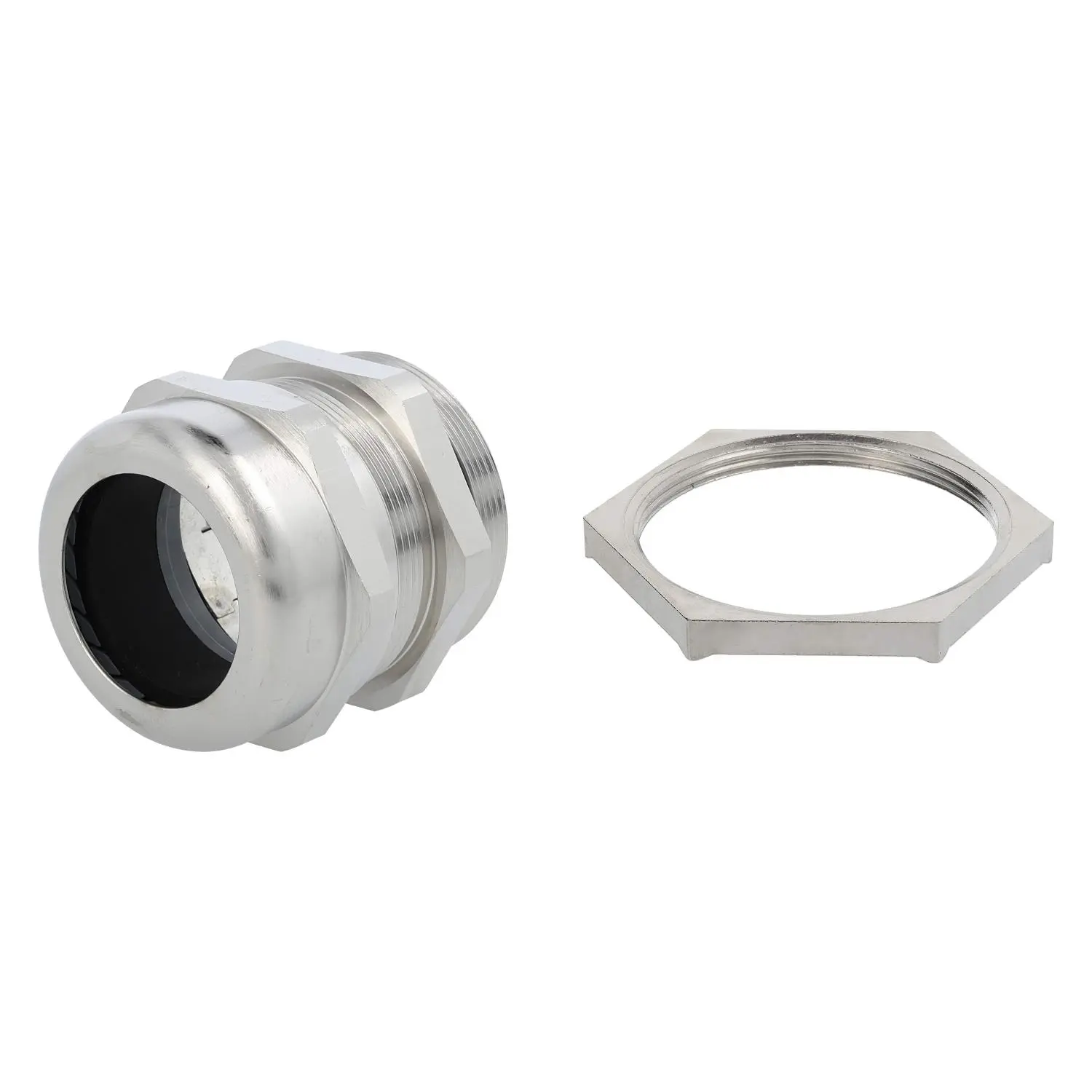 Produktfoto 1 von 59911530K WISKA Verschraubung EMV mit Gegenmutter PG42x1,588 mit Erdungseinsatz inkl. O-Ring Messing (CuZn) vernickelt Gewindelänge 10,0mm