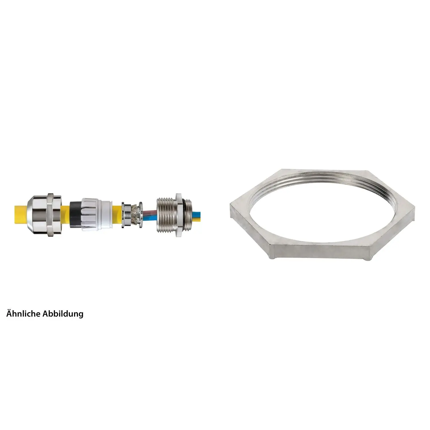 Produktfoto 1 von 59911531K WISKA Verschraubung EMV mit Gegenmutter PG48x1,588 mit Erdungseinsatz inkl. O-Ring Messing (CuZn) vernickelt Gewindelänge 10,0mm