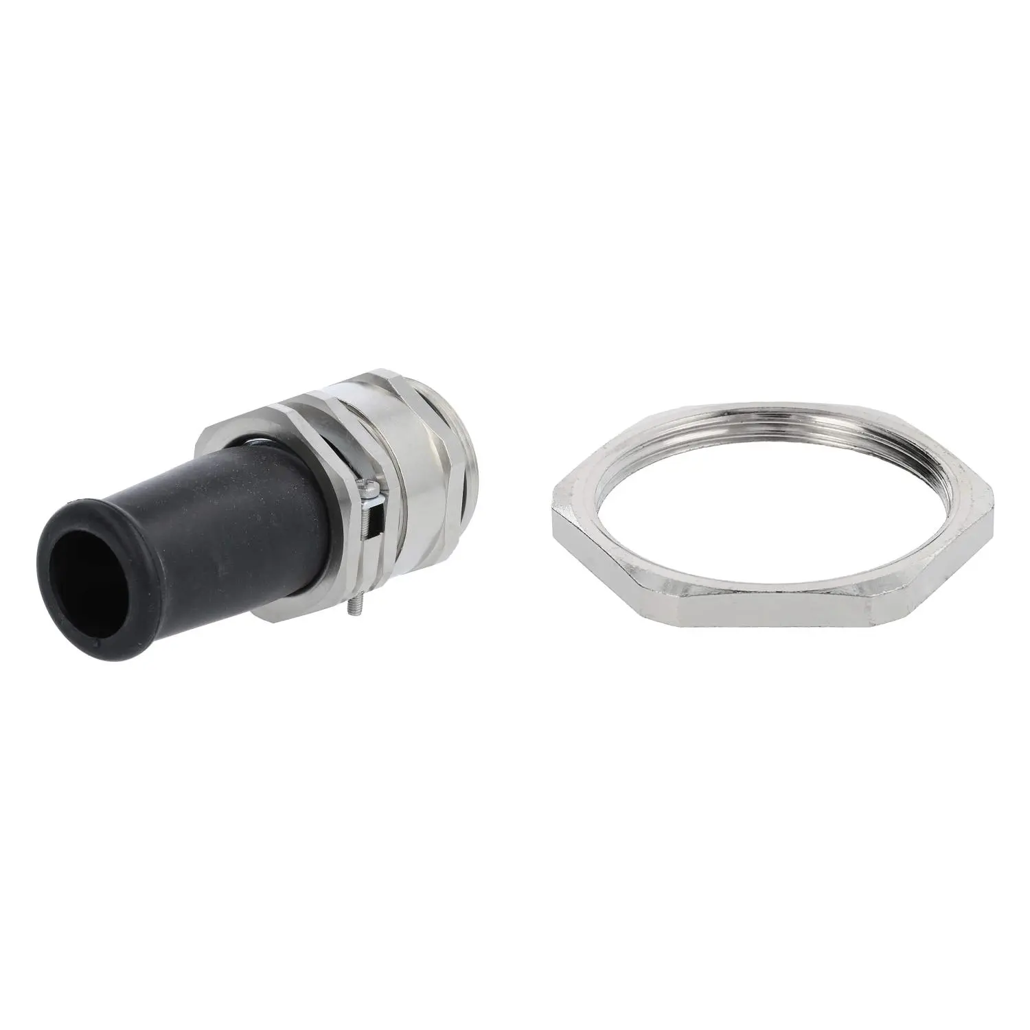 Produktfoto 1 von 59911722K LAPP Verschraubung mit Biegeschutz und Gegenmutter PG29x1,588 Sechskant-Zwischenstutzen Messing (CuZn) vernickelt Gewindelänge 8,0mm
