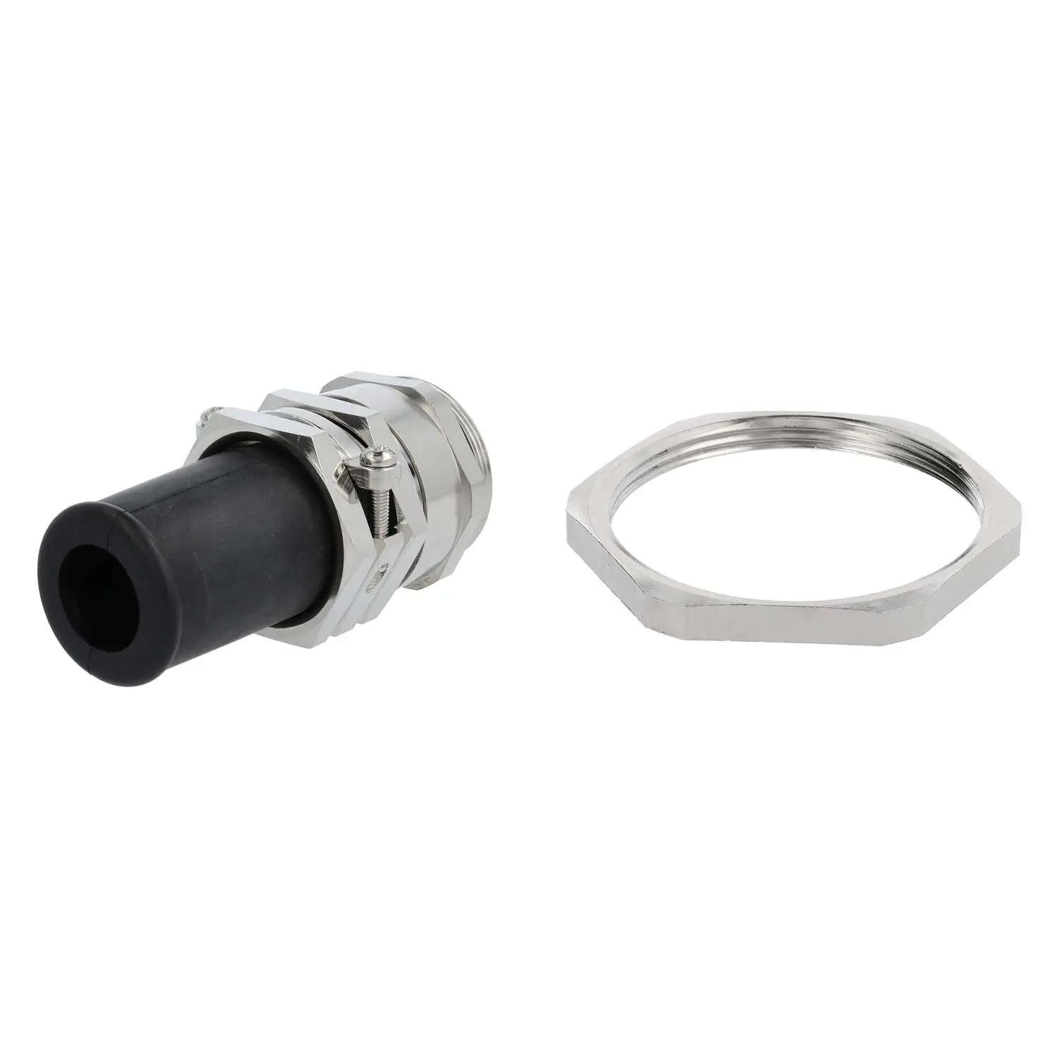 Produktfoto 1 von 59911723K LAPP Verschraubung mit Biegeschutz und Gegenmutter PG36x1,588 Sechskant-Zwischenstutzen Messing (CuZn) vernickelt Gewindelänge 9,0mm