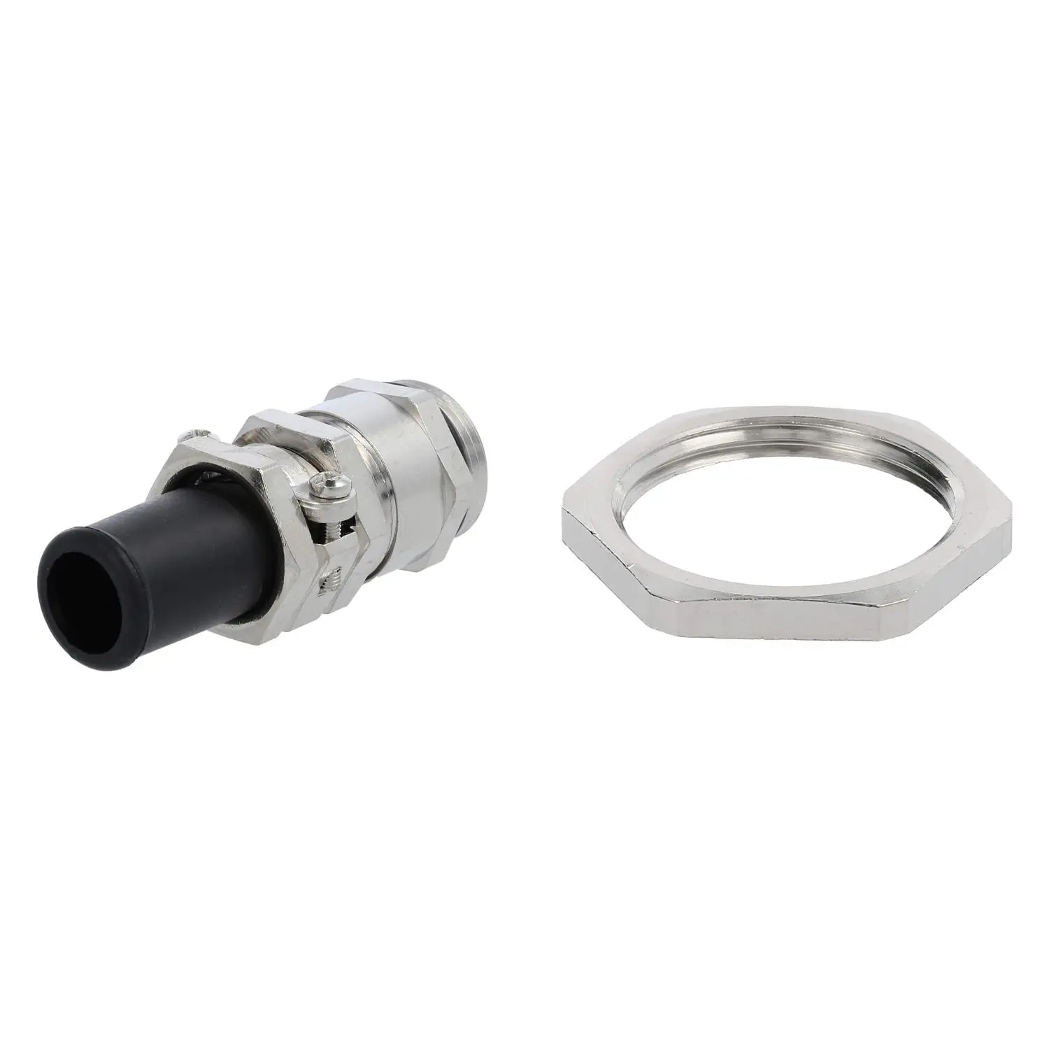 Produktfoto 1 von 59911710K LAPP Verschraubung mit Biegeschutz und Gegenmutter PG16x1,41 Sechskant-Zwischenstutzen Messing (CuZn) vernickelt Gewindelänge 6,5mm