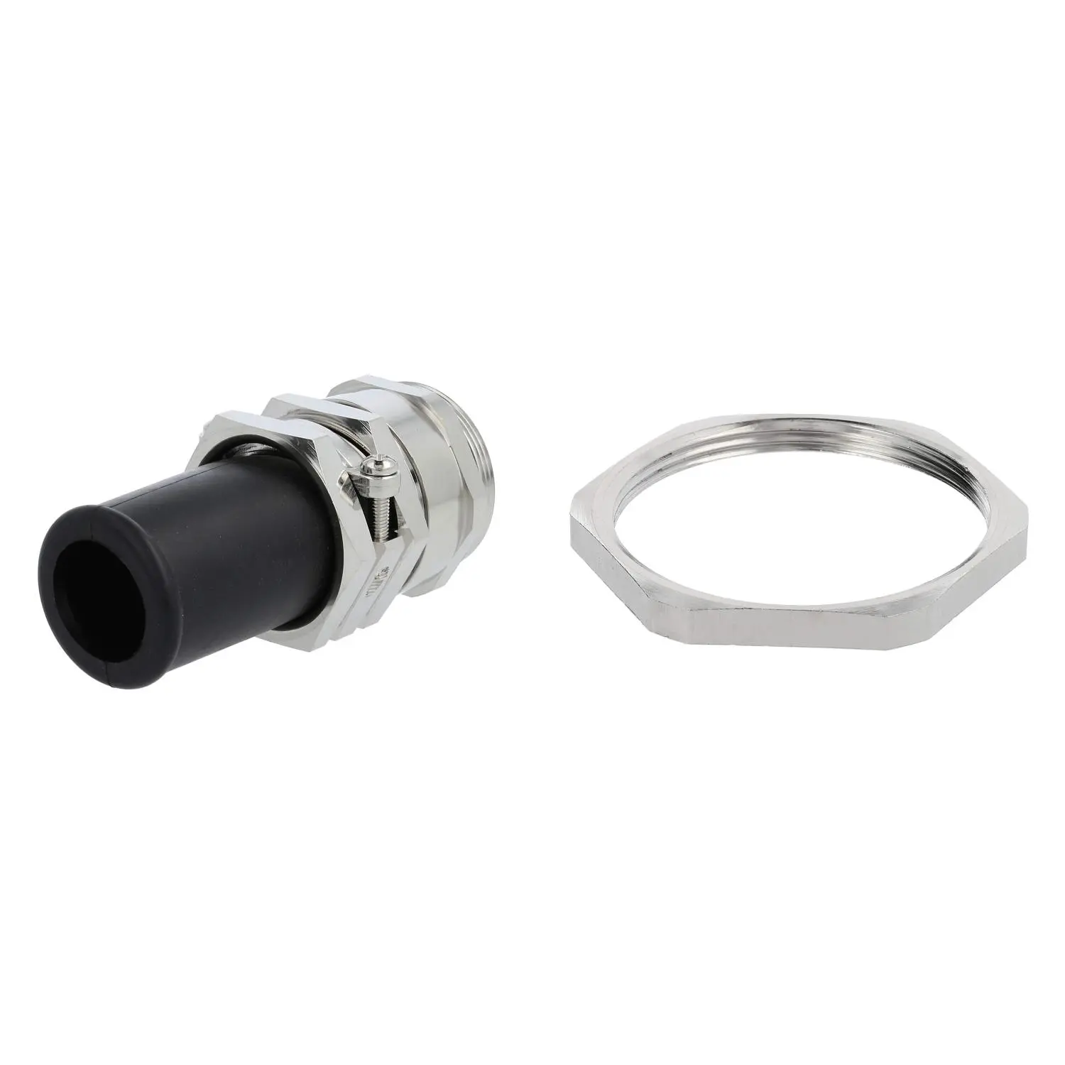 Produktfoto 1 von 59911724K LAPP Verschraubung mit Biegeschutz und Gegenmutter PG36x1,588 Sechskant-Zwischenstutzen Messing (CuZn) vernickelt Gewindelänge 9,0mm