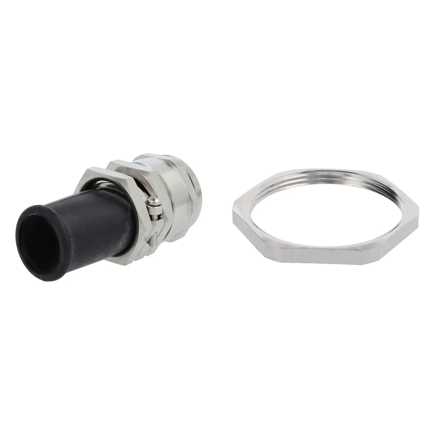 Produktfoto 1 von 59911726K LAPP Verschraubung mit Biegeschutz und Gegenmutter PG36x1,588 Sechskant-Zwischenstutzen Messing (CuZn) vernickelt Gewindelänge 9,0mm