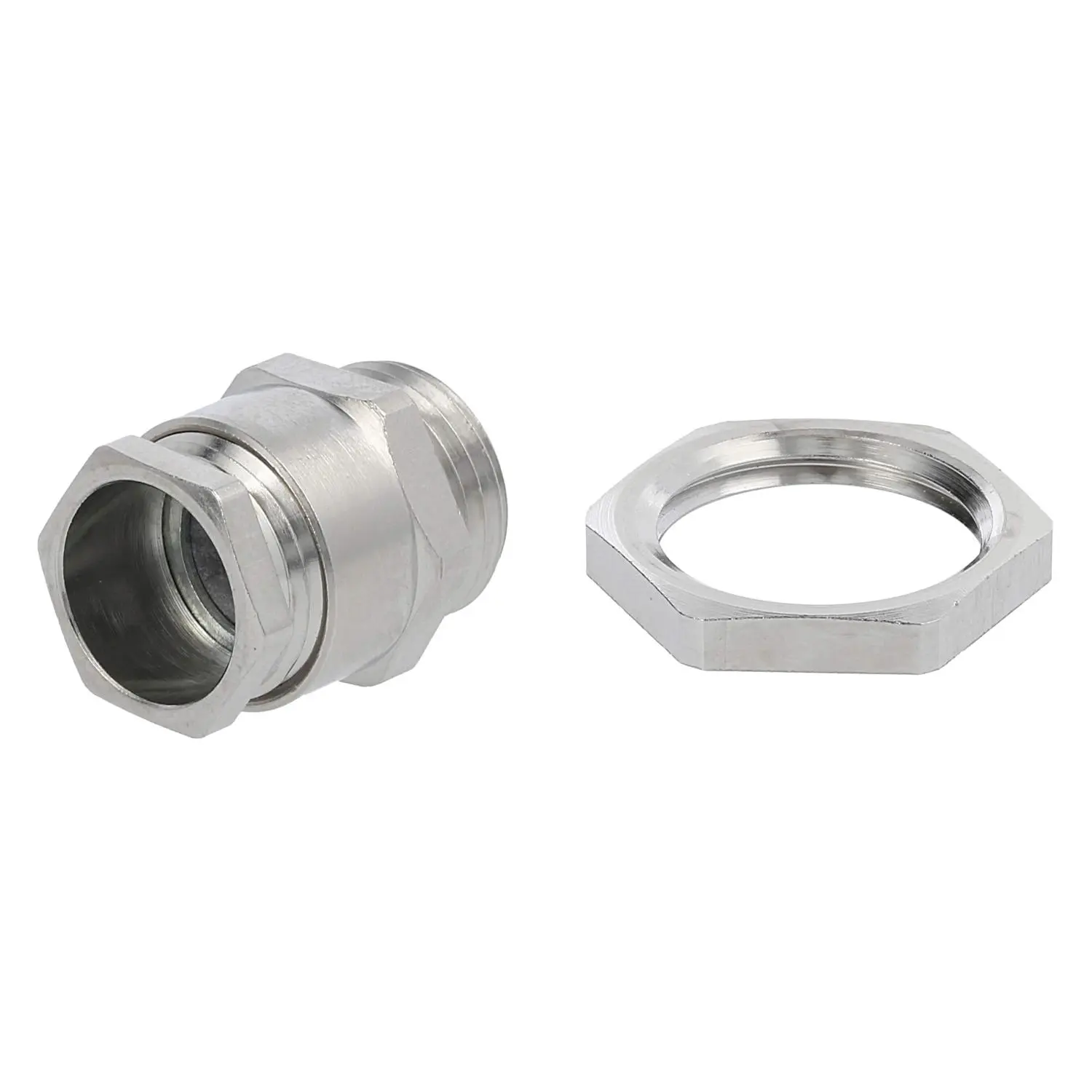 Produktfoto 1 von 59911357K LAPP DIN-Verschraubung mit Einschnittdichtung und Gegenmutter PG9x1,41 Sechskant-Zwischenstutzen Messing (CuZn) vernickelt Gewindelänge 6,0mm