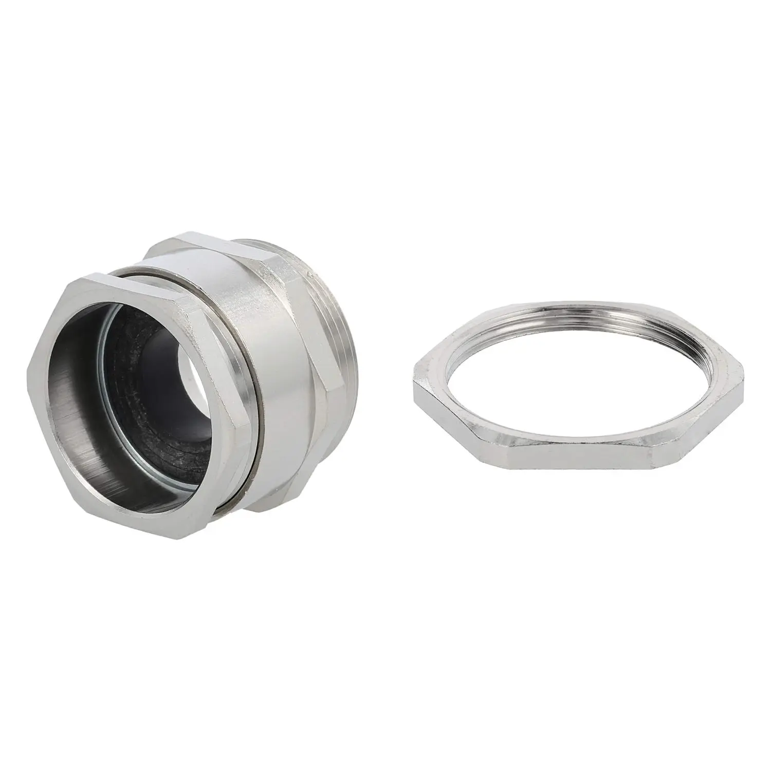 Produktfoto 1 von 59911352K LAPP DIN-Verschraubung mit Einschnittdichtung und Gegenmutter PG29x1,588 Sechskant-Zwischenstutzen Messing (CuZn) vernickelt Gewindelänge 8,0mm