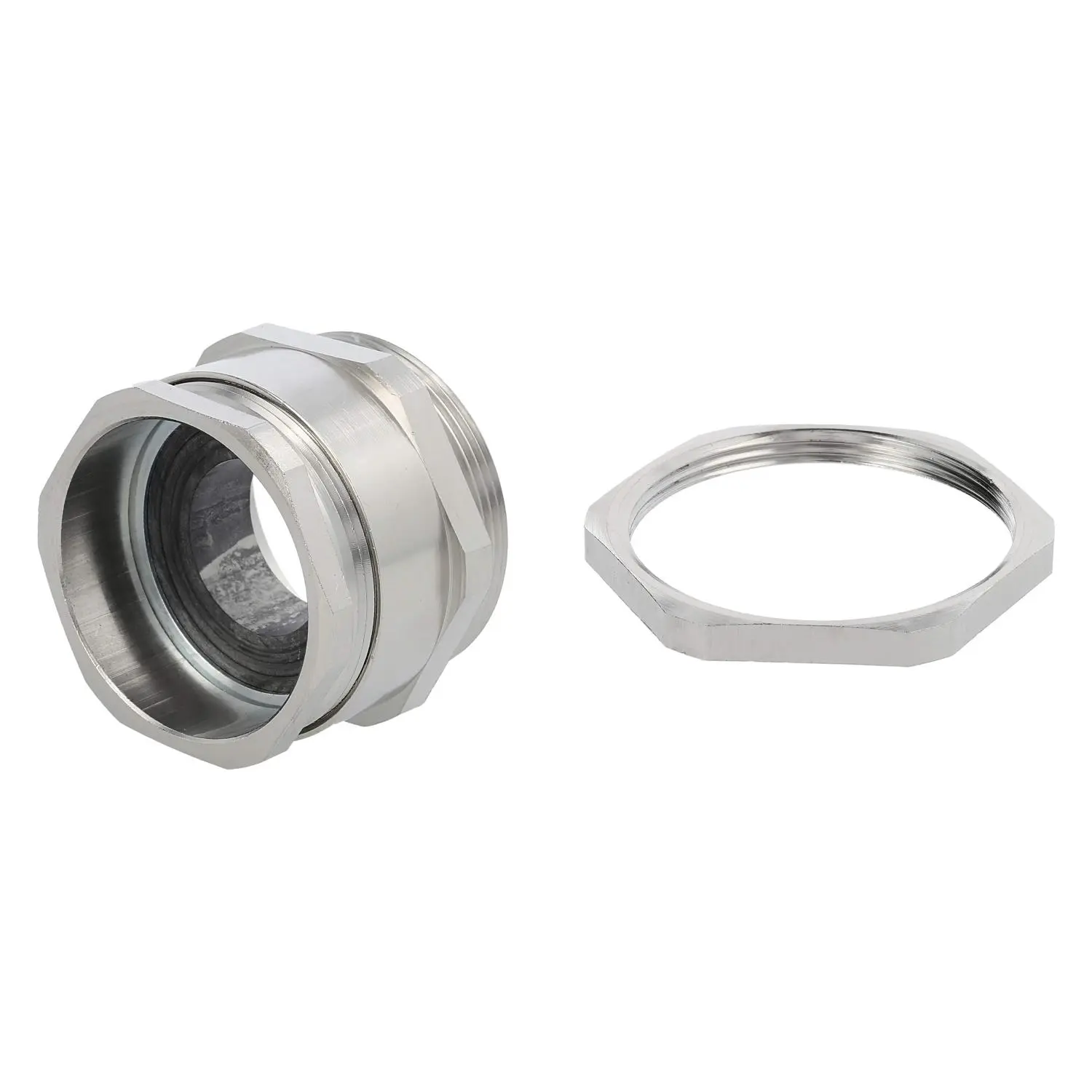 Produktfoto 1 von 59911353K LAPP DIN-Verschraubung mit Einschnittdichtung und Gegenmutter PG36x1,588 Sechskant-Zwischenstutzen Messing (CuZn) vernickelt Gewindelänge 9,0mm