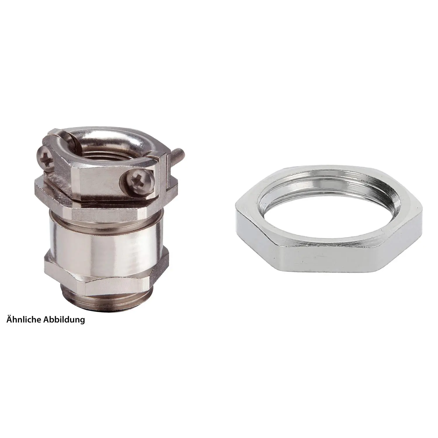 Produktfoto 1 von 59911322K WISKA DIN-Verschraubung mit externer Zugentlastung und Gegenmutter PG7x1,27 Messing (CuZn) vernickelt Gewindelänge 5,0mm