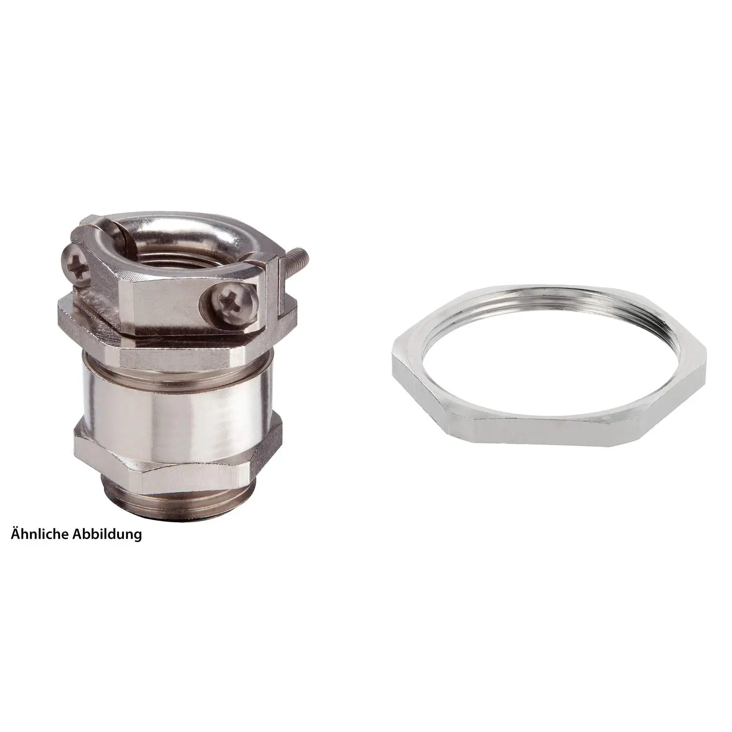 Produktfoto 1 von 59911329K WISKA DIN-Verschraubung mit externer Zugentlastung und Gegenmutter PG36x1,588 Messing (CuZn) vernickelt Gewindelänge 9,0mm