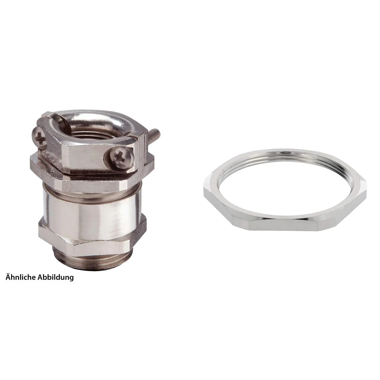 Produktfoto 1 von 59911330K WISKA DIN-Verschraubung mit externer Zugentlastung und Gegenmutter PG42x1,588 Messing (CuZn) vernickelt Gewindelänge 10,0mm