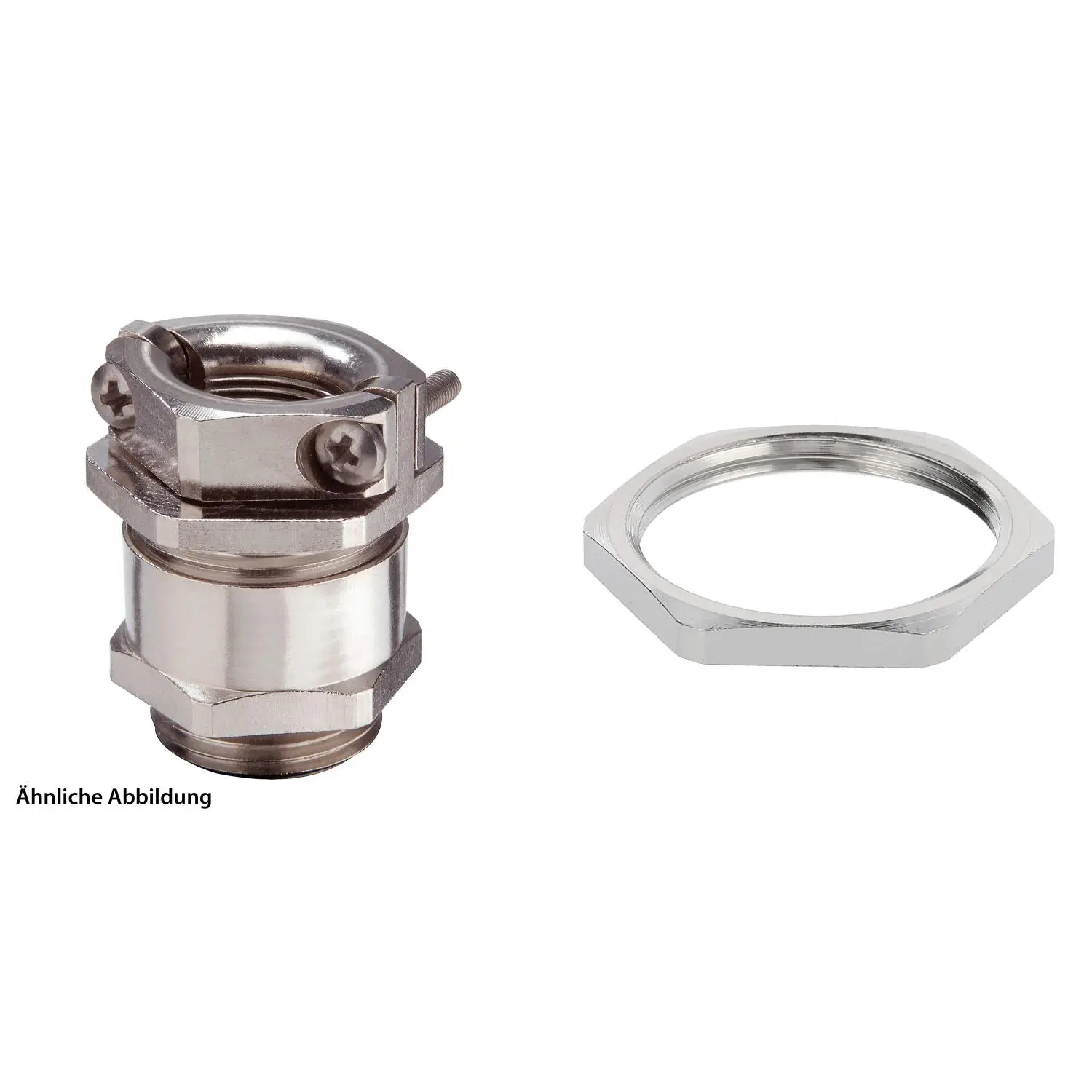 Produktfoto 1 von 59911327K WISKA DIN-Verschraubung mit externer Zugentlastung und Gegenmutter PG21x1,588 Messing (CuZn) vernickelt Gewindelänge 7,0mm