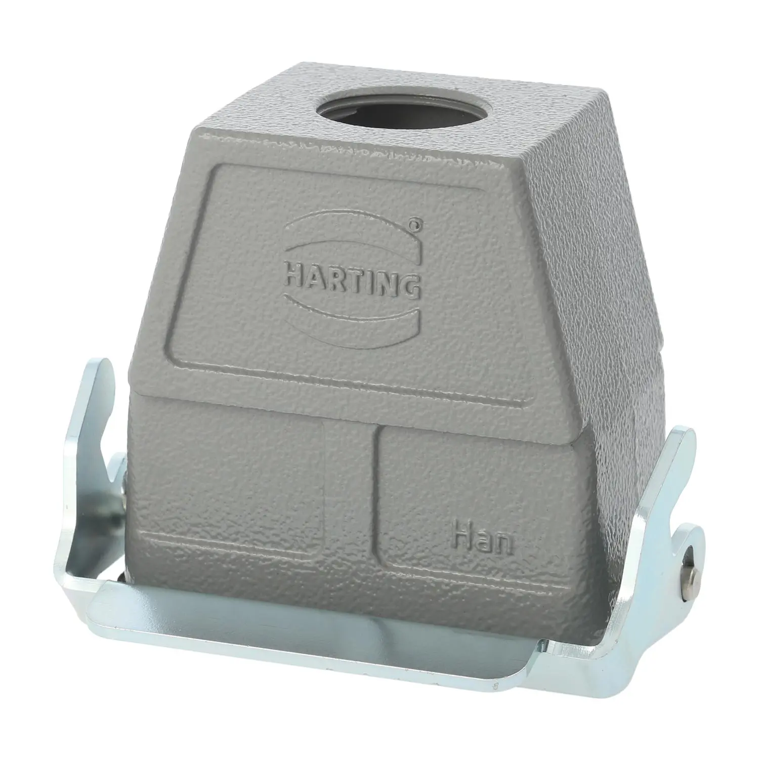 Produktfoto 1 von 04300100756 HARTING Han 10B Kupplungsgehäuse hoch, 1xM25 gerader Kabelabgang, mit 1 Längsbügel Verschraubung M25 Klemmbereich 9,0mm - 17,0mm