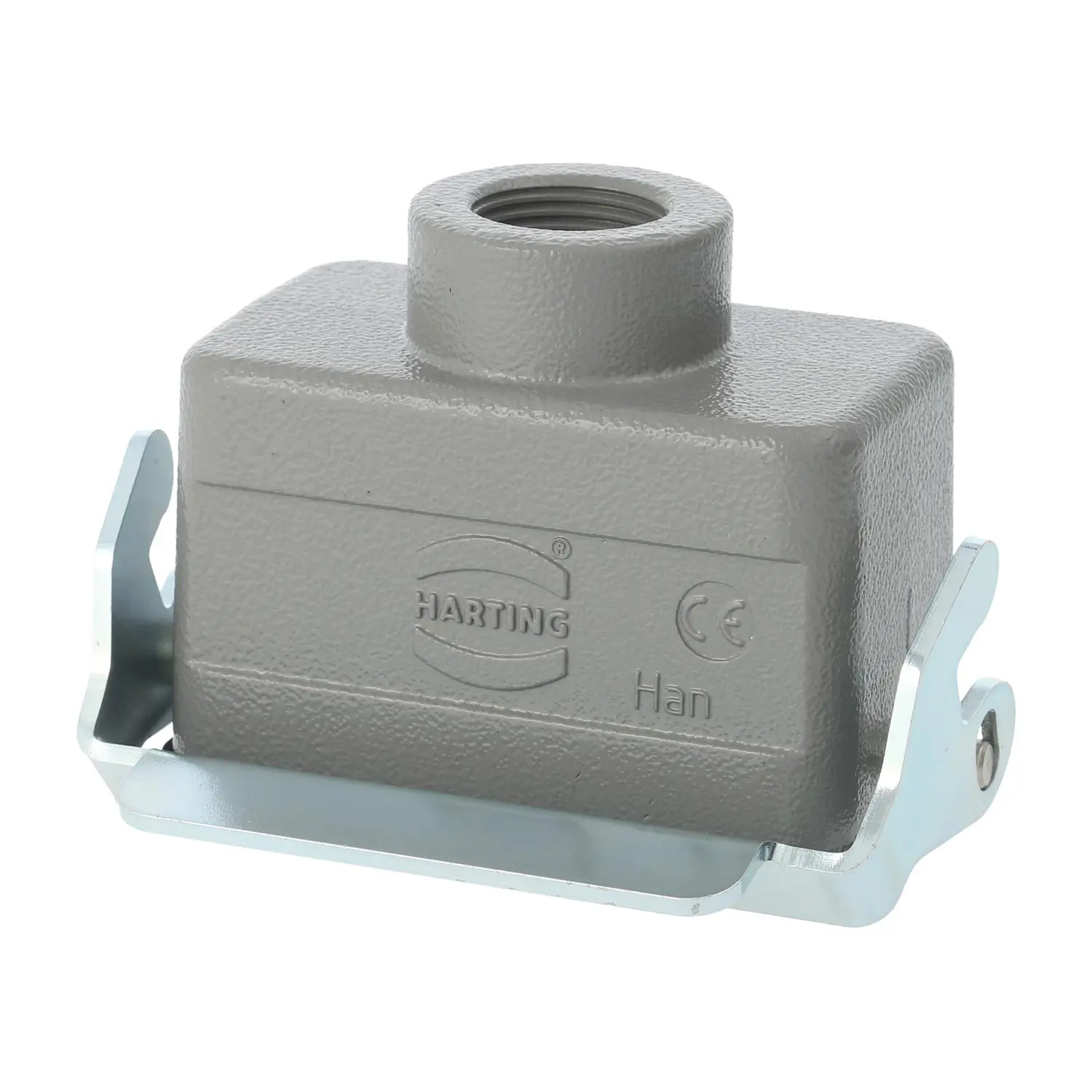 Produktfoto 1 von 04300101750 HARTING Han 10B Kupplungsgehäuse niedrig, 1xM20 gerader Kabelabgang, mit 1 Längsbügel Verschraubung M20 Klemmbereich 7,0mm - 13,0mm