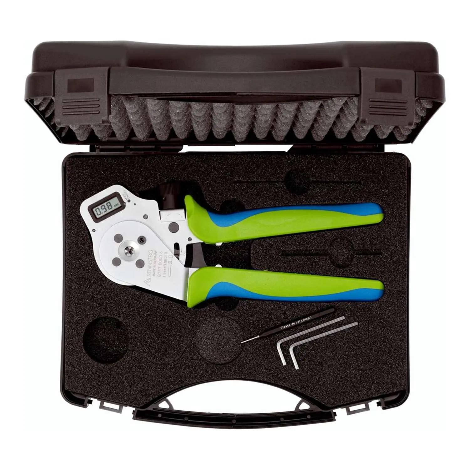 8753 0401 61 Rennsteig Werkzeuge GmbH Digitale Vierdorn-Crimpzange mit Kontaktaufnahme für gedrehten Stift- und Buchsenkontakten Querschnitt 0,14mm² - 6mm² / AWG26 - AWG10
