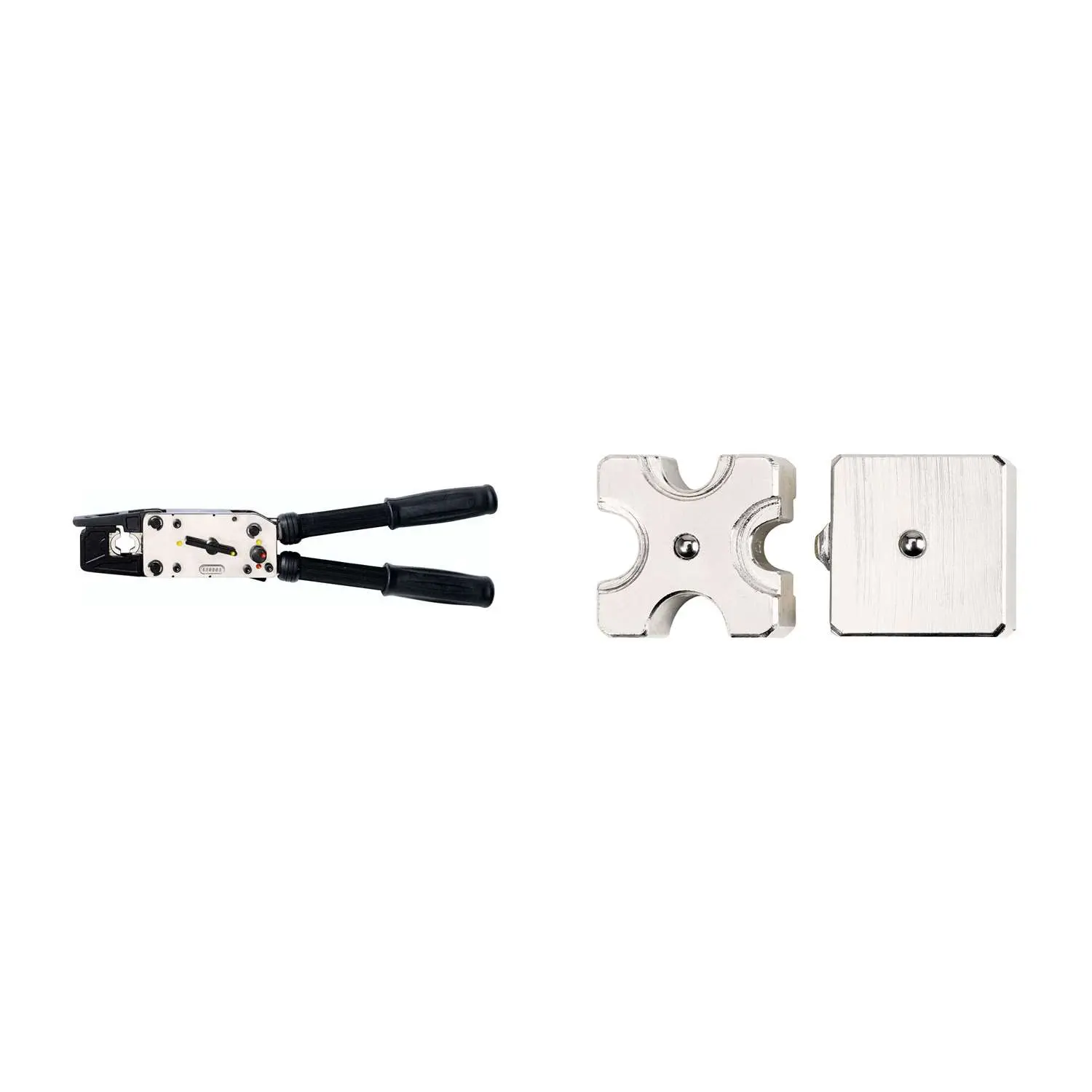 Produktfoto 1 von 633 405 3 K2 Rennsteig Werkzeuge GmbH Handcrimpzange MPZ 55 im Kunststoffkoffer für Quetschkabelschuhe ohne Isolation, Pressbreite 9,0mm inkl. Einfach-Crimpeinsatz und Stempel