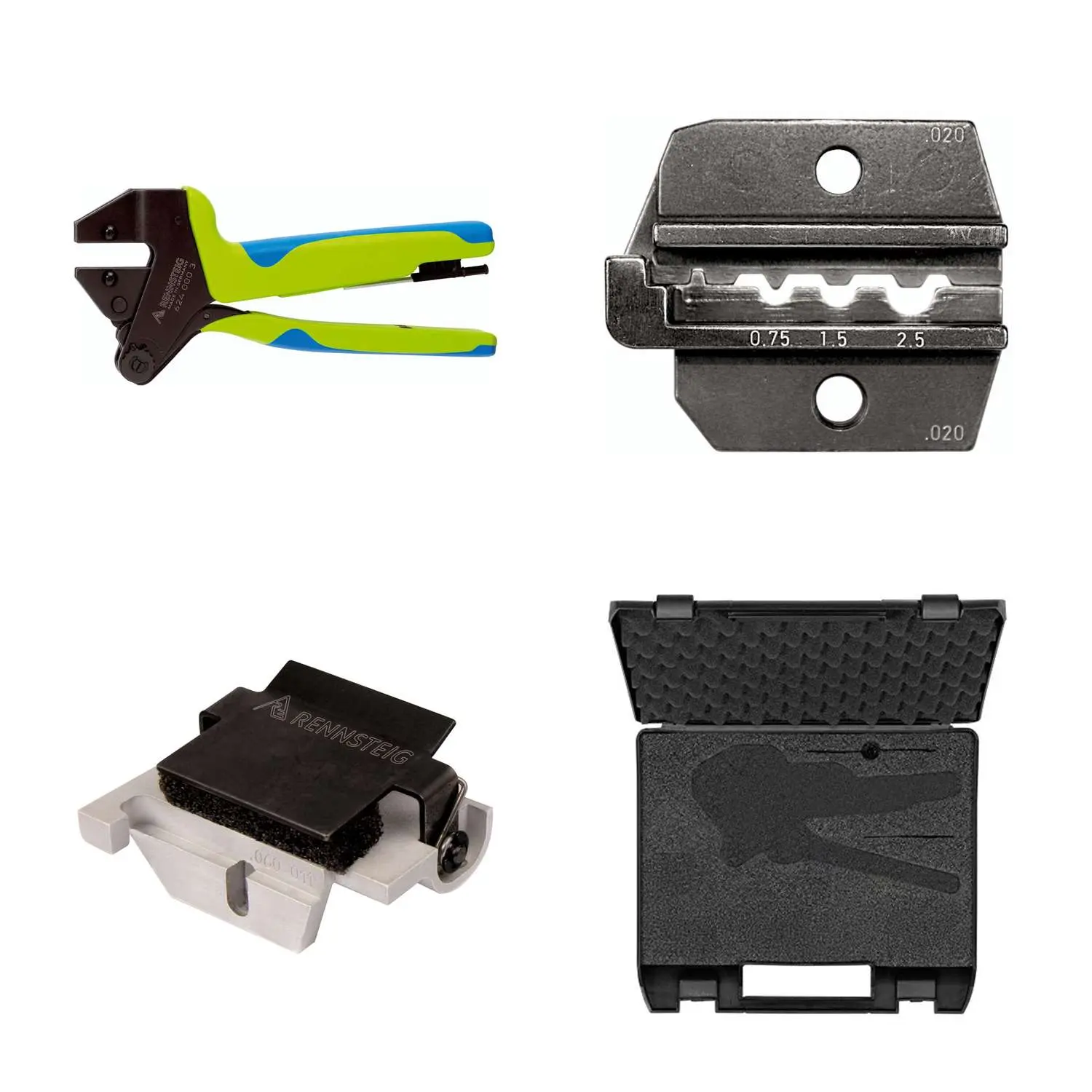 Produktfoto 1 von 624 020 3 0 K3 Rennsteig Werkzeuge GmbH Crimpzange PEW12 im Kunststoffkoffer für unisolierte Verbinder und Kabelschuhe inkl. Crimpeinsätze und Kontaktaufnahme