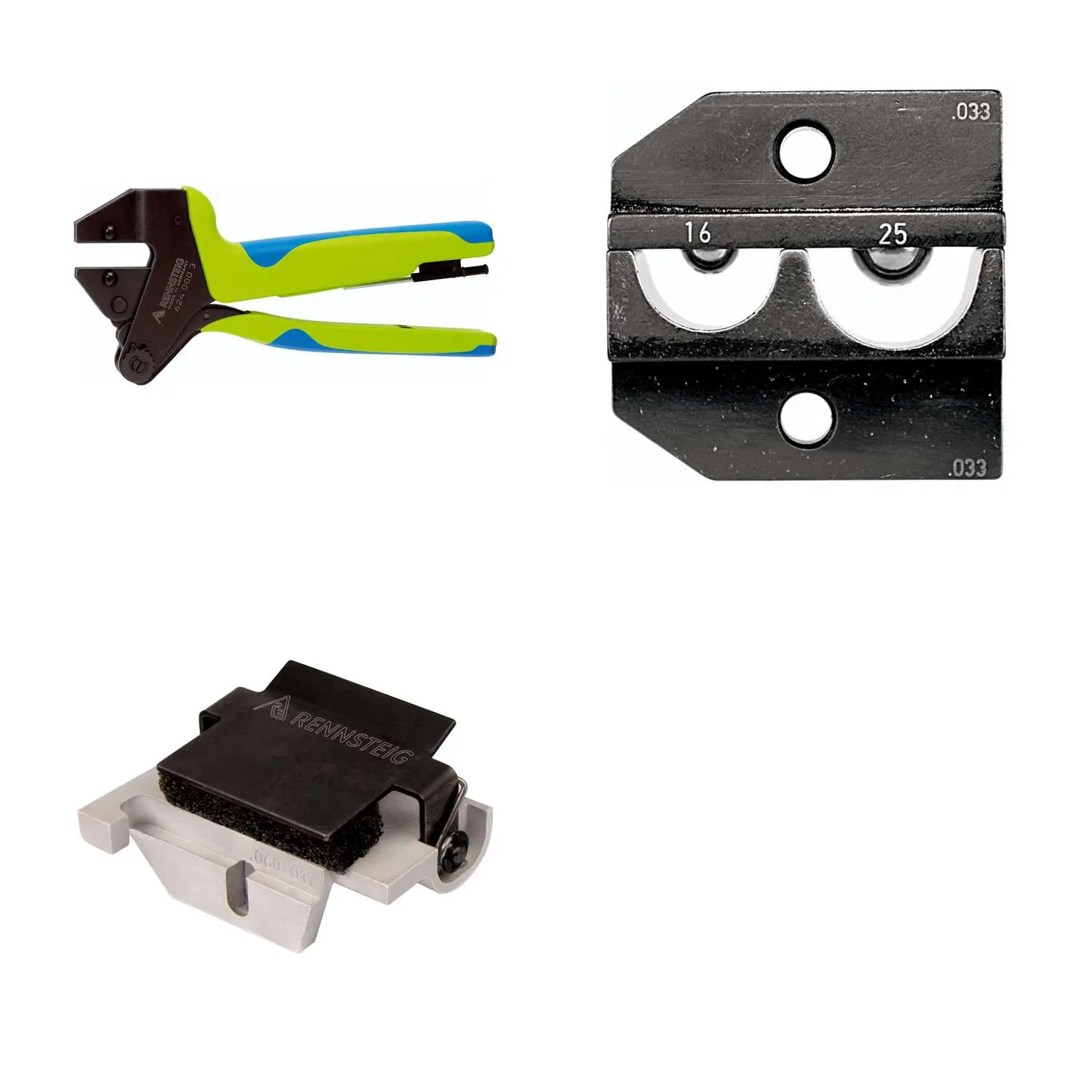 Produktfoto 1 von 624 033 3 0 K2 Rennsteig Werkzeuge GmbH Crimpzange PEW12 für unisolierte Verbinder und Kabelschuhe inkl. Crimpeinsätze und Kontaktaufnahme