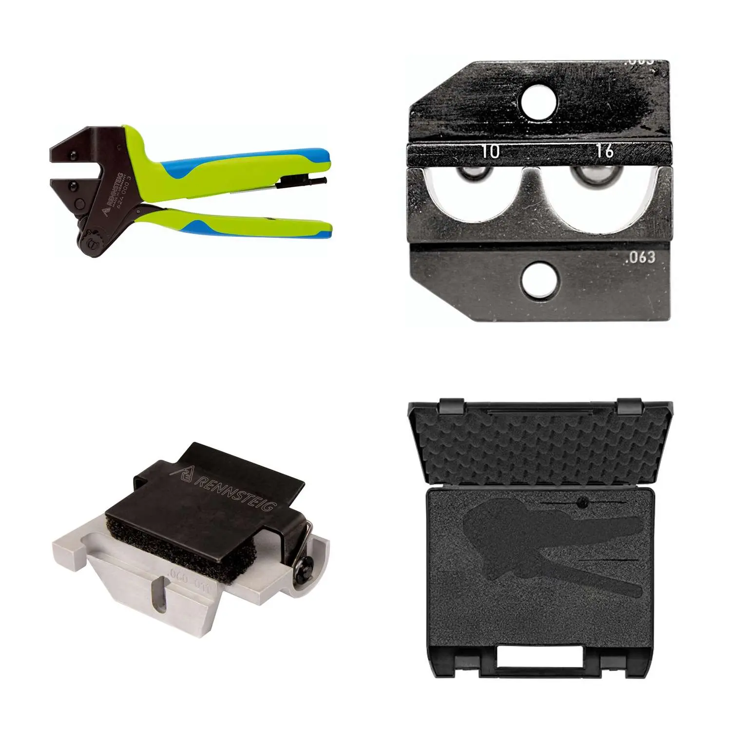 Produktfoto 1 von 624 063 3 0 K3 Rennsteig Werkzeuge GmbH Crimpzange PEW12 im Kunststoffkoffer für isolierte Verbinder und Kabelschuhe inkl. Crimpeinsätze und Kontaktaufnahme