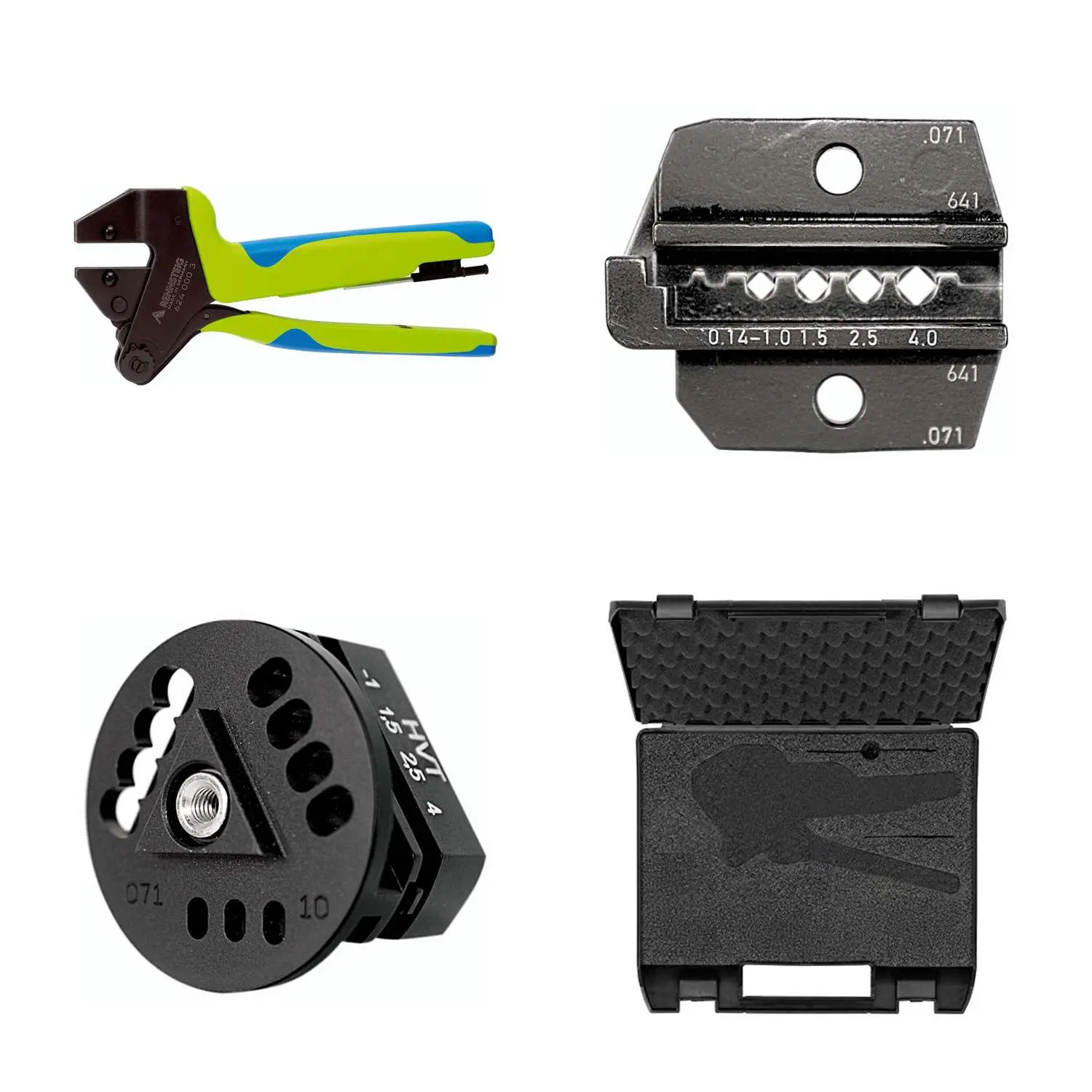 Produktfoto 1 von 624 071 3 0 K3 Rennsteig Werkzeuge GmbH Crimpzange PEW12 im Kunststoffkoffer für gedrehte Kontakte Querschnitt 0,14mm² - 4mm²