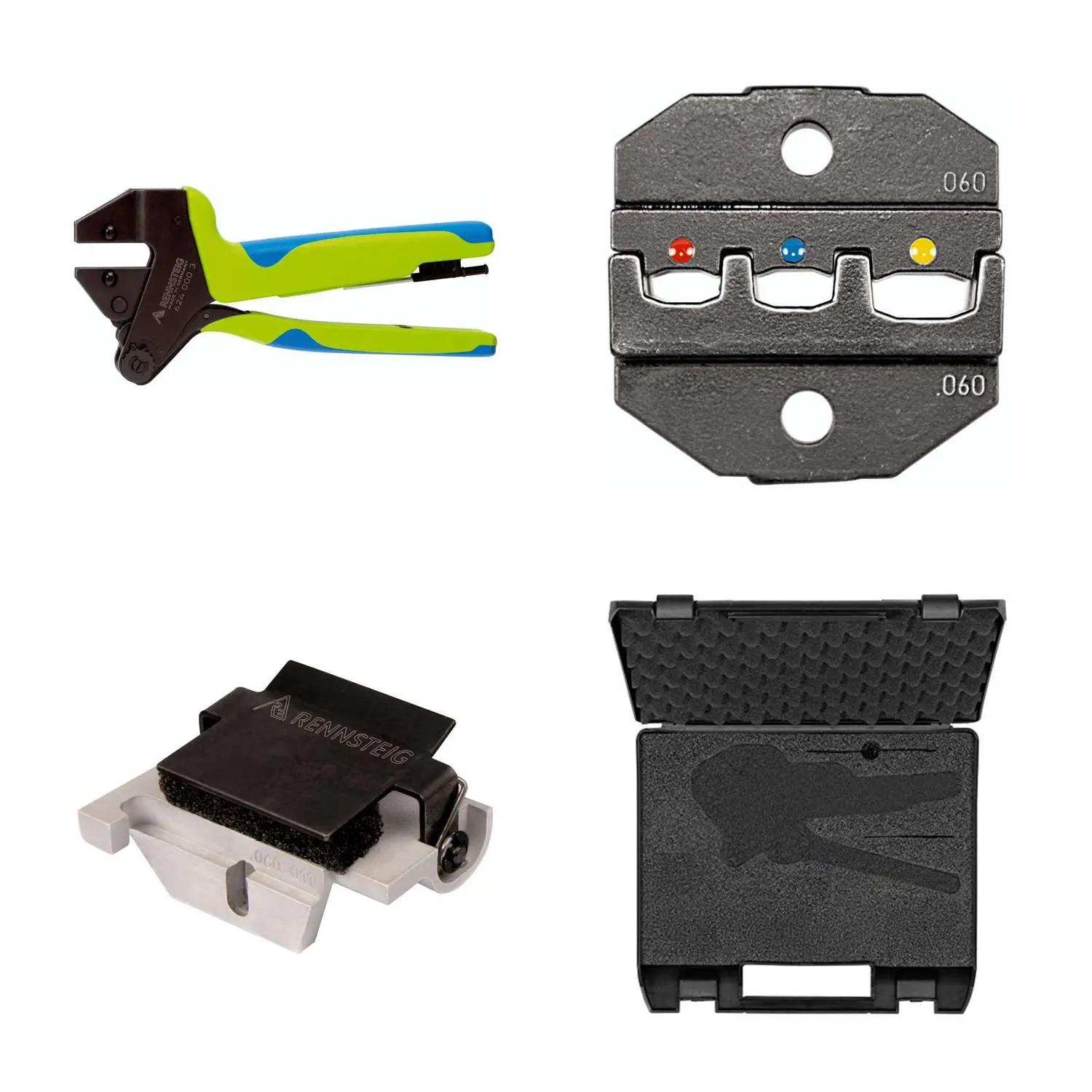 Produktfoto 1 von 624 060 3 0 K3 Rennsteig Werkzeuge GmbH Crimpzange PEW12 im Kunststoffkoffer für isolierte Verbinder und Kabelschuhe inkl. Crimpeinsätze und Kontaktaufnahme