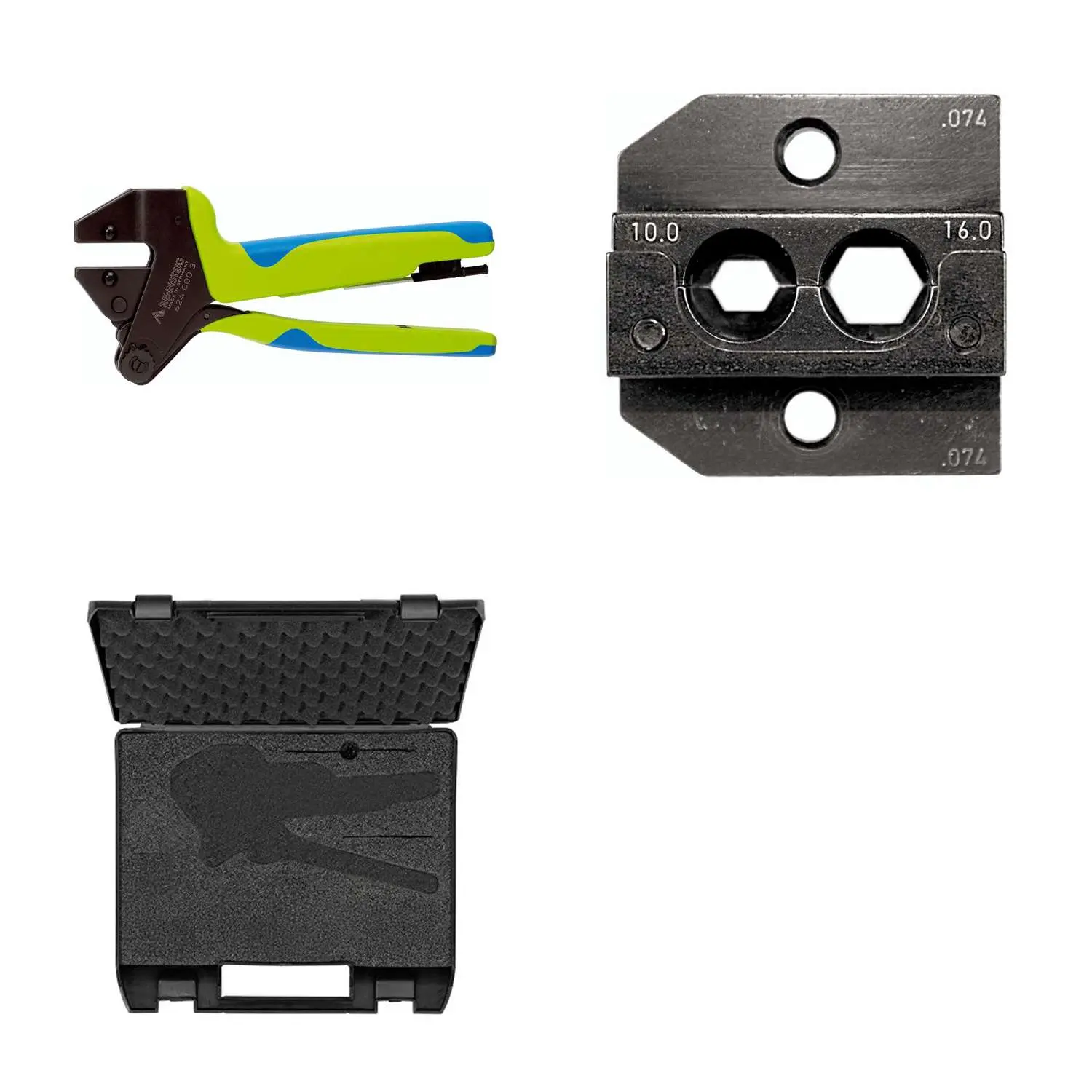 Produktfoto 1 von 624 074 3 01 K2 Rennsteig Werkzeuge GmbH Crimpzange PEW12 im Kunststoffkoffer für gedrehte Kontakte Querschnitt 10mm² - 16mm²