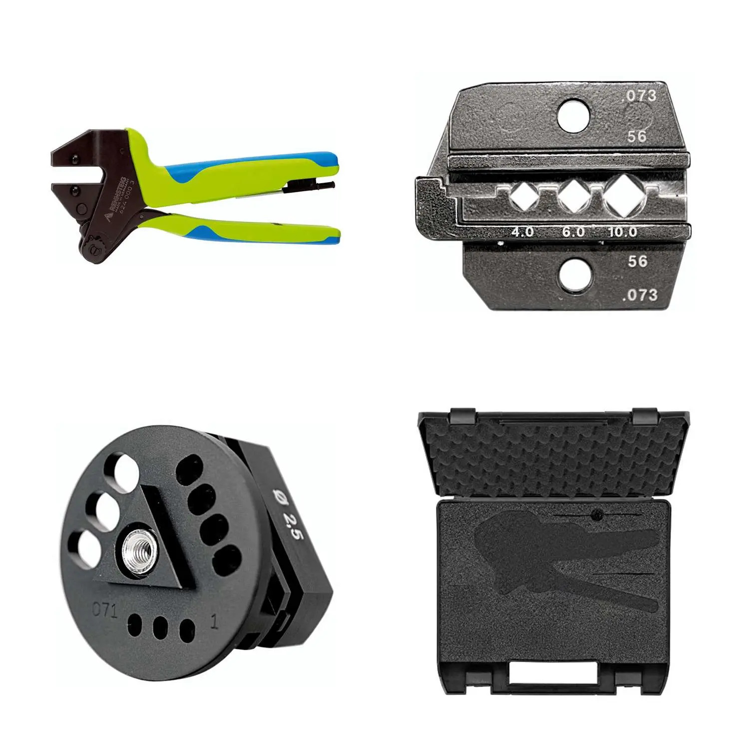 Produktfoto 1 von 624 073 3 0 K3 Rennsteig Werkzeuge GmbH Crimpzange PEW12 im Kunststoffkoffer für gedrehte Kontakte Querschnitt 4mm² - 10mm²