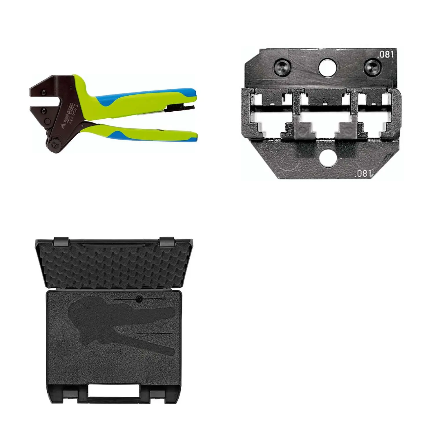 Produktfoto 1 von 624 081 3 0 K2 Rennsteig Werkzeuge GmbH Crimpzange PEW12 im Kunststoffkoffer für Molexstecker (kurze Bauform), ungeschirmt inkl. Crimpeinsatz-Datenstecker