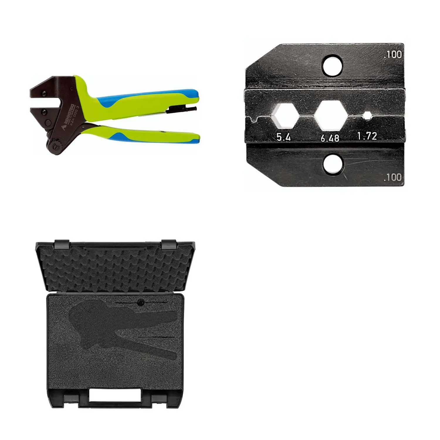 Produktfoto 1 von 624 100 3 0 K2 Rennsteig Werkzeuge GmbH Crimpzange PEW12 im Kunststoffkoffer für Koax-Kabel RG 58/59, RG 62/71 inkl. Crimpeinsätze