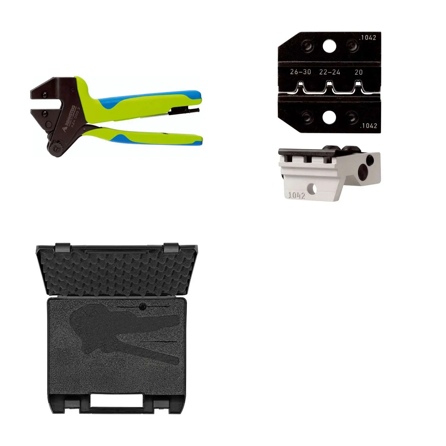 Produktfoto 1 von 624 1042 3 01 K2 Rennsteig Werkzeuge GmbH Crimpzange PEW12 im Kunststoffkoffer für Micro-Fit gestanzte-Kontakt Querschnitt AWG30 - AWG20