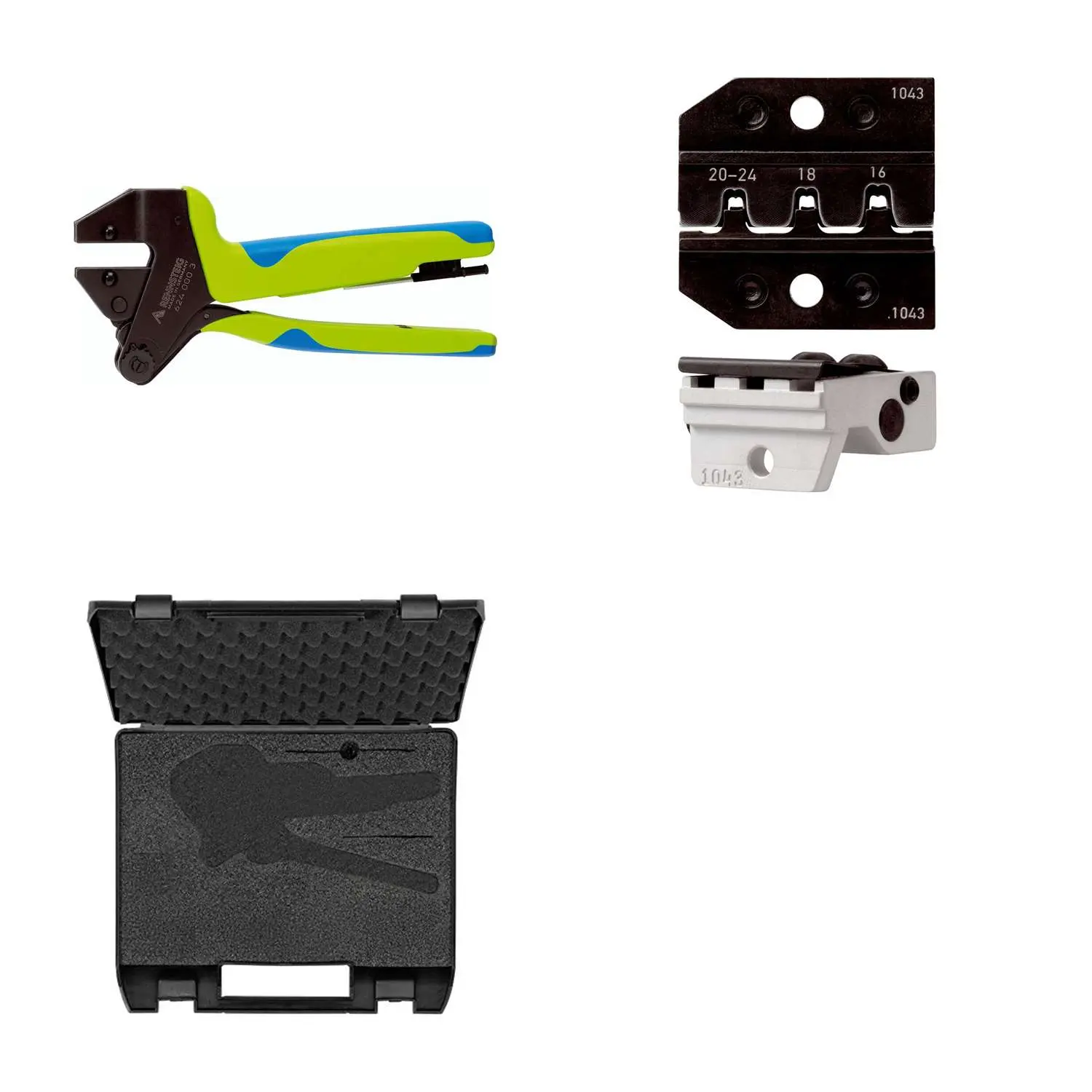 Produktfoto 1 von 624 1043 3 01 K2 Rennsteig Werkzeuge GmbH Crimpzange PEW12 im Kunststoffkoffer für Mini-Fit gestanzte-Kontakt Querschnitt AWG24 - AWG16