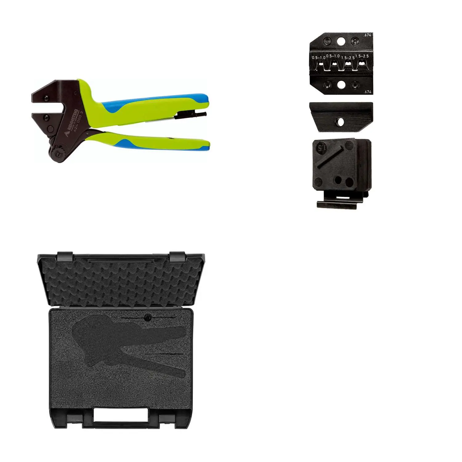 Produktfoto 1 von 624 674 3 023 K2 Rennsteig Werkzeuge GmbH Crimpzange PEW12 im Kunststoffkoffer für Junior P. Timer- Verbinder gestanzte-Kontakt Querschnitt 0,5mm² - 2,5mm²