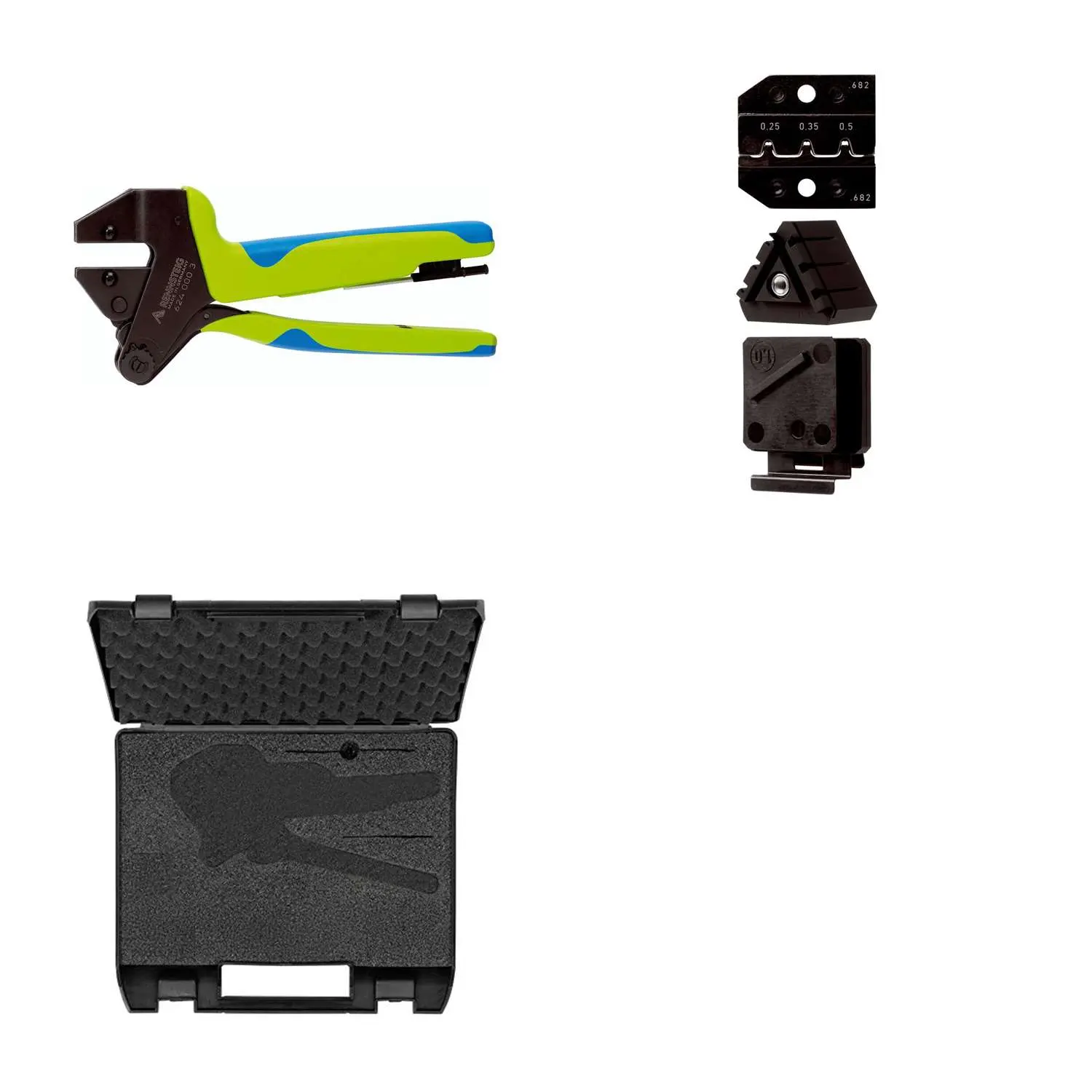Produktfoto 1 von 624 682 3 012 K2 Rennsteig Werkzeuge GmbH Crimpzange PEW12 im Kunststoffkoffer für MQS- Verbinder gestanzte-Kontakt Querschnitt 0,25mm² - 0,25mm²/0,35mm²/0,5mm²