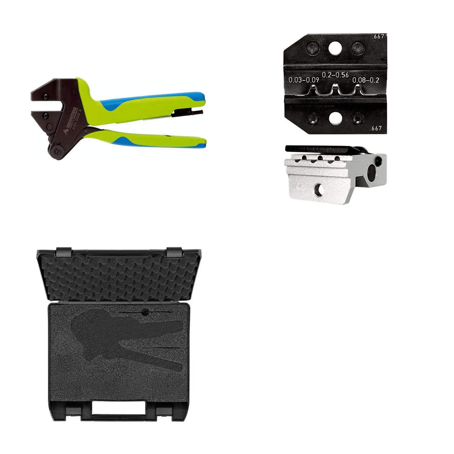Produktfoto 1 von 624 667 3 01 K2 Rennsteig Werkzeuge GmbH Crimpzange PEW12 im Kunststoffkoffer für D-Sub gestanzte-Kontakt Querschnitt 0,03mm² - 0,56mm²