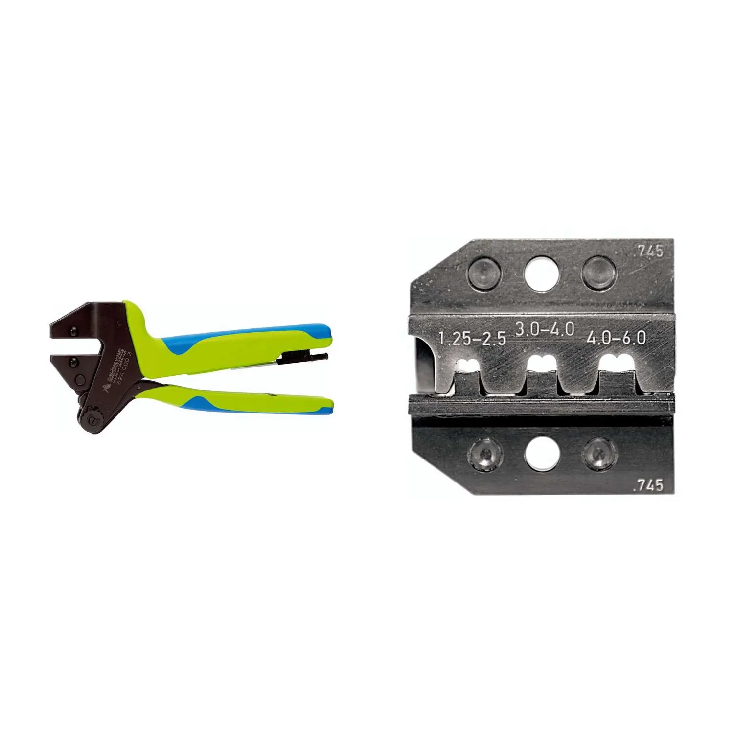 Produktfoto 1 von 624 745 3 0 K1 Rennsteig Werkzeuge GmbH Crimpzange PEW12 für Flachstecker gerade und 90° seitlich nach rechts Querschnitt 1,25mm² - 6mm²
