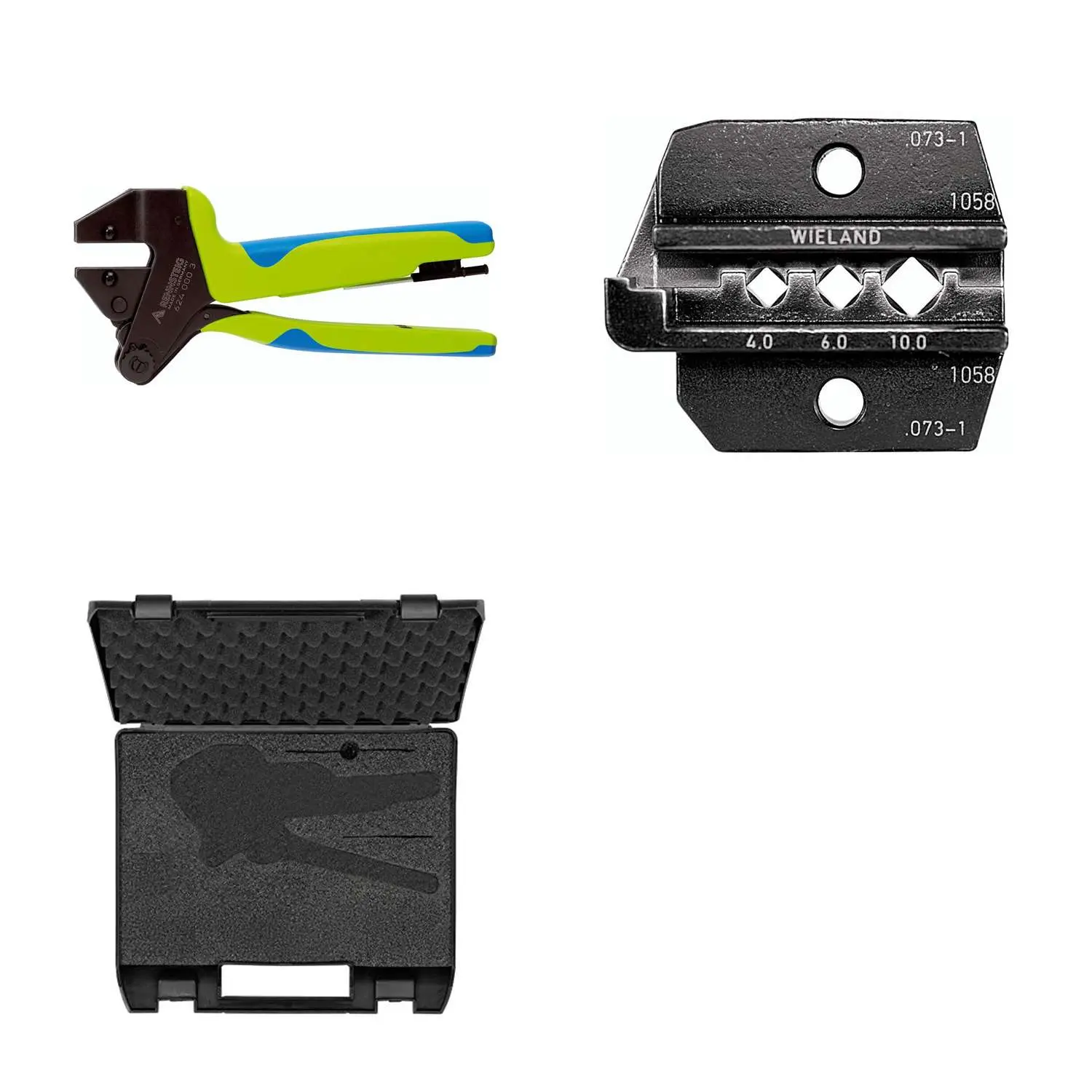 Produktfoto 1 von 624 073-1 3 0 K2 Rennsteig Werkzeuge GmbH Crimpzange PEW12 im Kunststoffkoffer für Wieland Steckverbinder Querschnitt 4mm² - 10mm²
