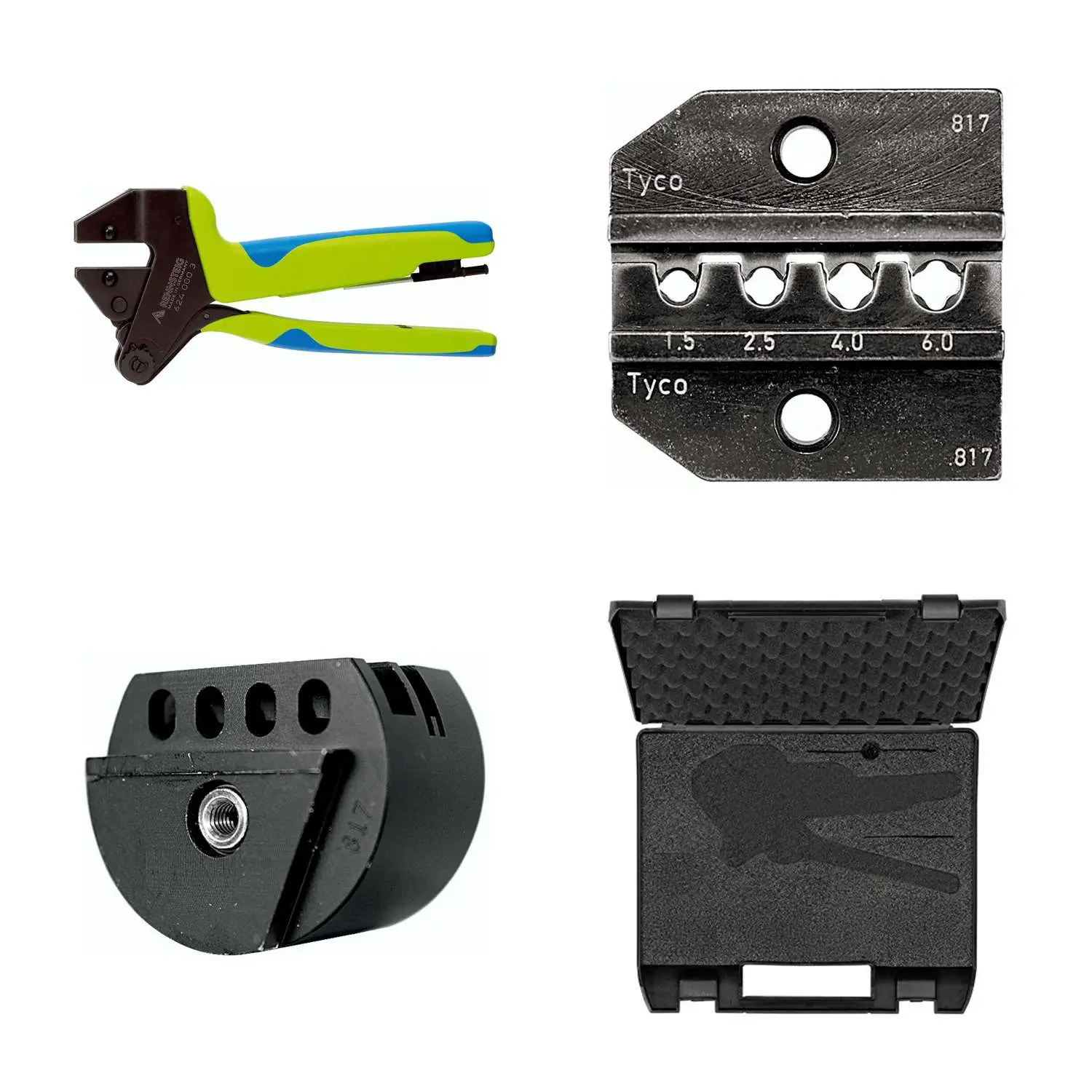 Produktfoto 1 von 624 817 3 0 K3 Rennsteig Werkzeuge GmbH Crimpzange PEW12 im Kunststoffkoffer für TE Solarlok HVT-C Steckverbinder Querschnitt 1,5mm² - 6mm²