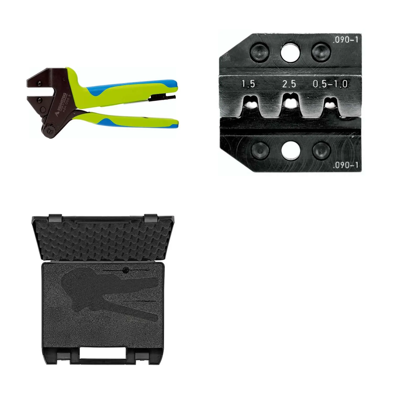 Produktfoto 1 von 624 090-1 3 0 K2 Rennsteig Werkzeuge GmbH Crimpzange PEW12 im Kunststoffkoffer für isolierte / unisolierte Aderendhülsen Querschnitt 0,5mm² - 0,5-1mm²/1,5mm²/2,5mm²