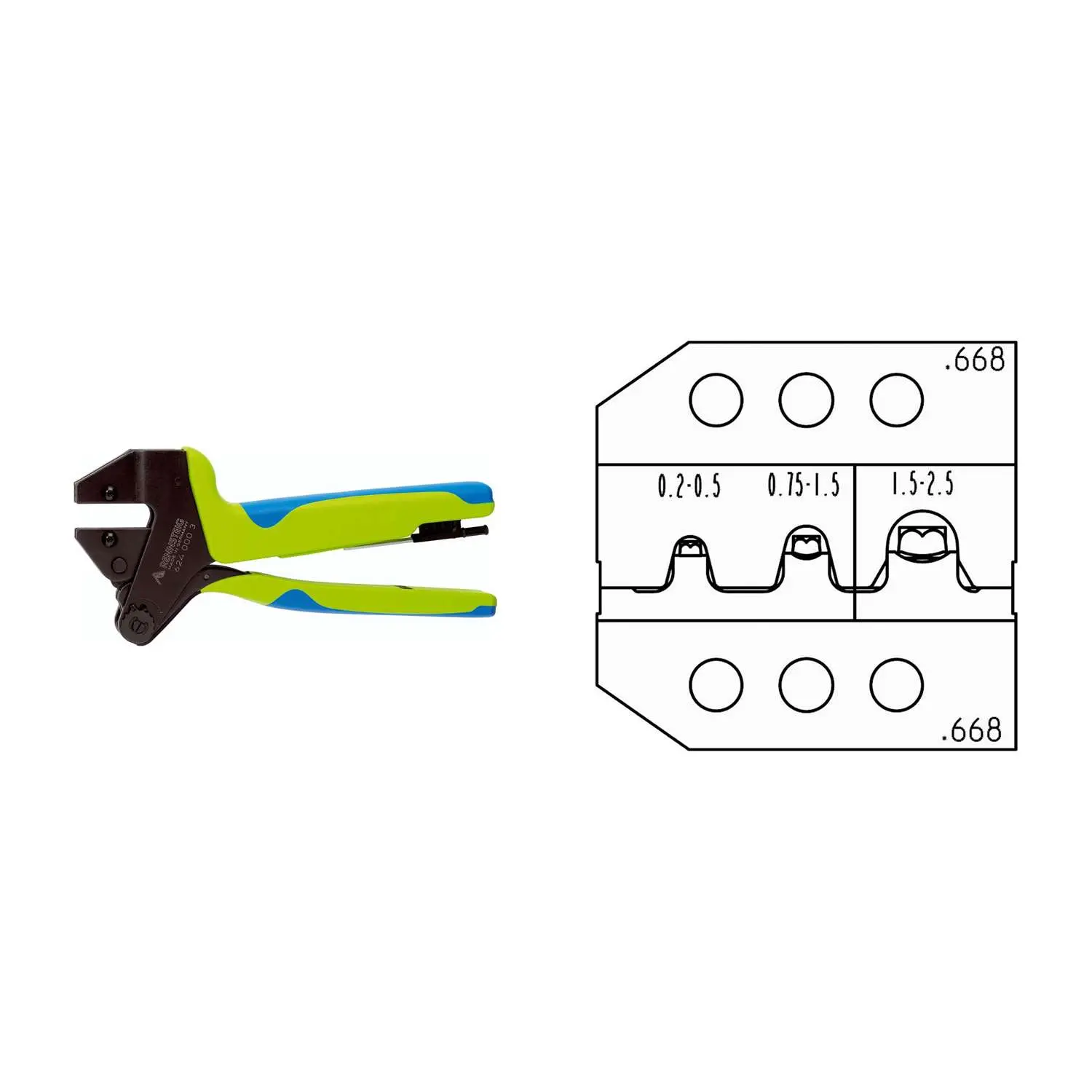 Produktfoto 1 von 624 722 3 0 K1 Rennsteig Werkzeuge GmbH Crimpzange PEW12 für Tyco MCP 2.8 mm, Sensor Flat Contact 2.8 mm Querschnitt 0,5mm² - 0,5mm²/0,75mm²/1mm²