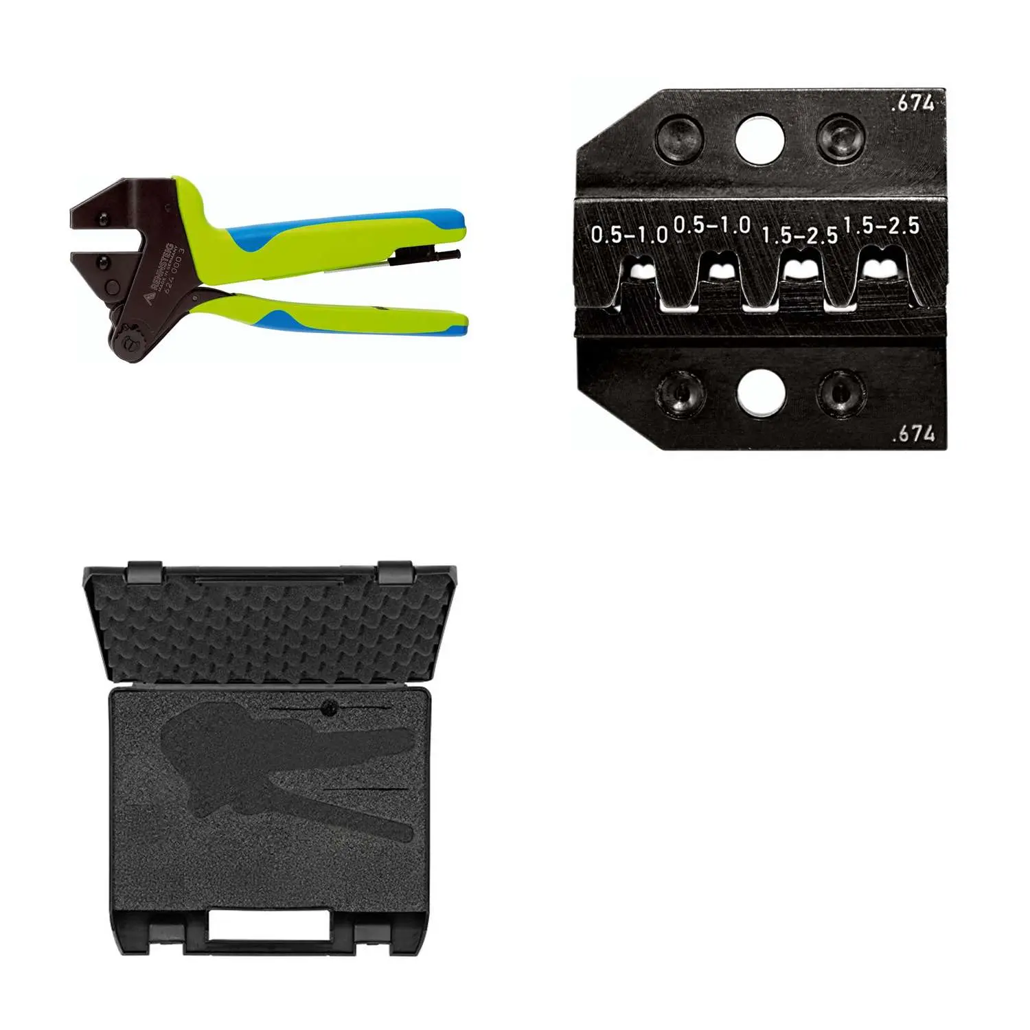Produktfoto 1 von 624 674 3 0 K2 Rennsteig Werkzeuge GmbH Crimpzange PEW12 im Kunststoffkoffer für Junior P. Timer- Verbinder gestanzte-Kontakt Querschnitt 0,5mm² - 2,5mm²