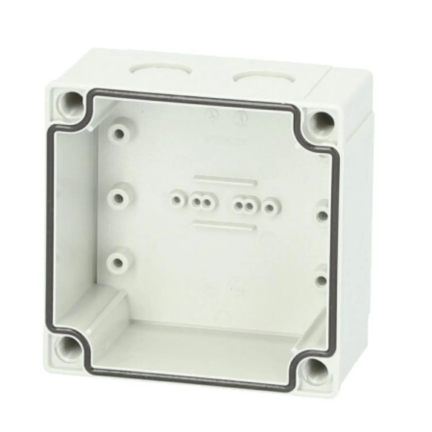 Produktfoto 1 von 6116597 FIBOX Gehäuse mit Dichtung ohne Deckel, Serie: MNX mit metrischen Vorprägungen, Werkstoff Gehäuse Polycarbonat (PC) Maße L/B/H 100,0mmx100,0mmx50,0mm