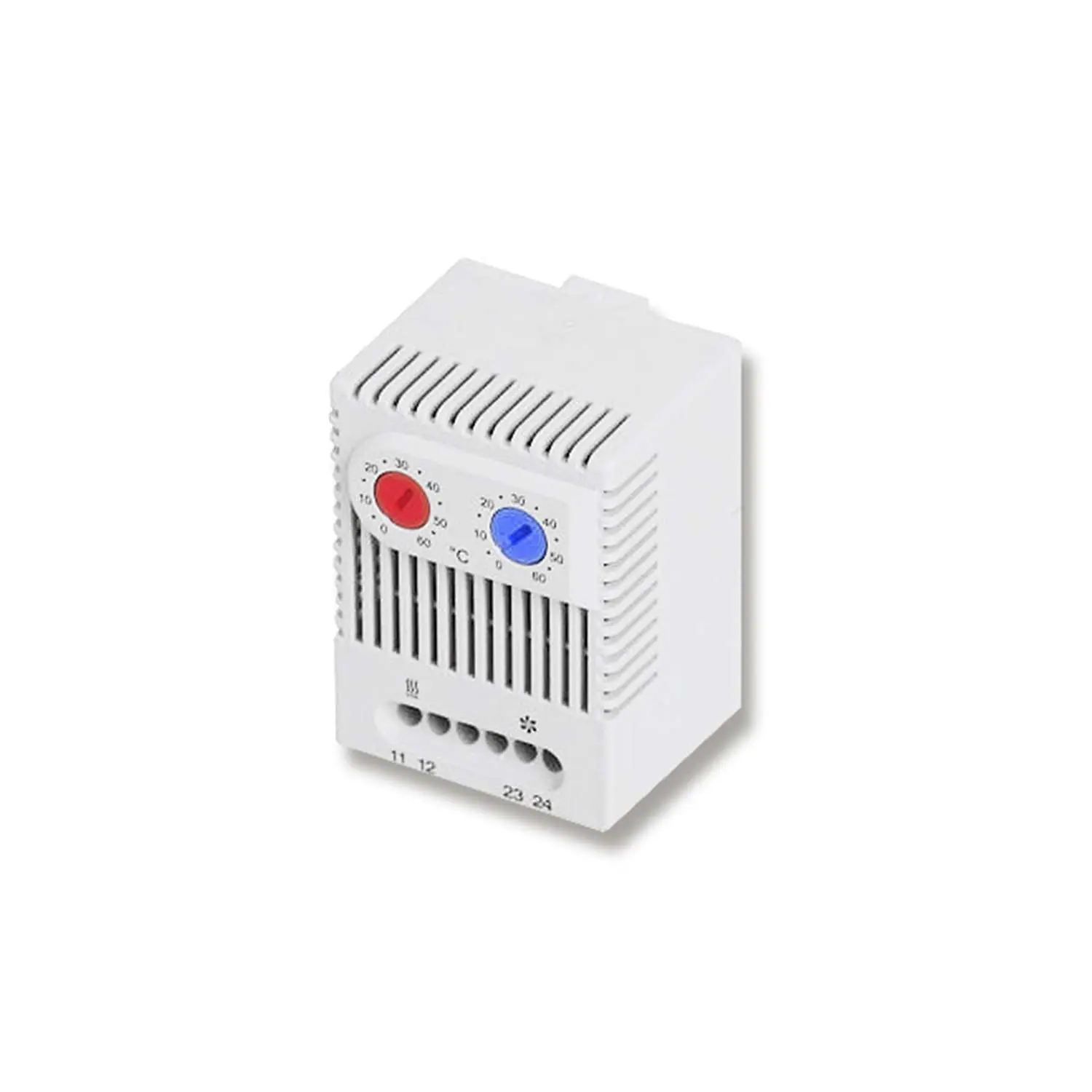 Produktfoto 1 von Zwillings-Thermostat, Serie: ZR 011, Maße L/B/H 67,0mmx50,0mmx46,0mm Einstellbereich 0°C bis 60°C, 250V AC Snap-In (TS35)