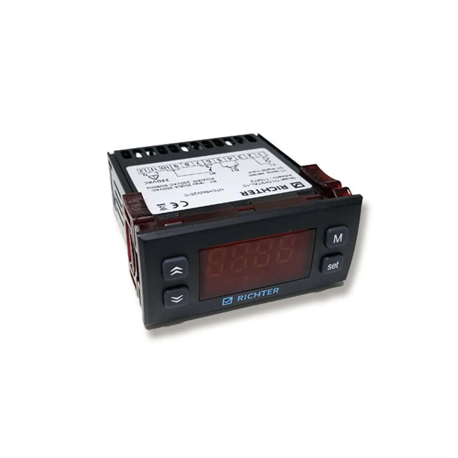 Digitaler Thermostat, Serie: TH-DIGITAL-10, Maße L/B/H 76,0mmx35,0mmx72,0mm mit Wechslerkontakt und 2 m Sensorkabel, 230V AC Snap-In (TS35)