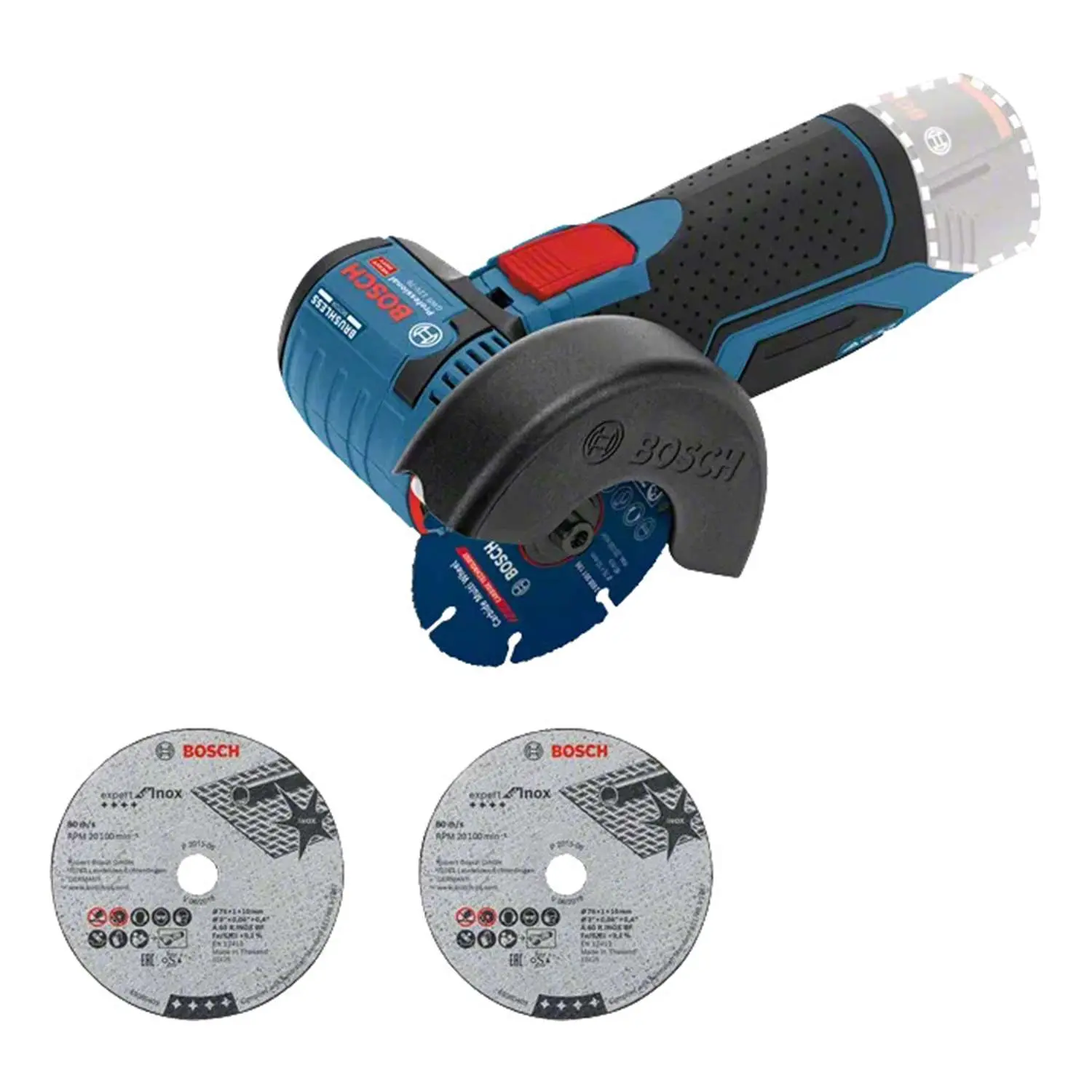 Produktfoto 1 von 0.601.9F2.000 BOSCH Bosch Akku-Winkelschleifer, GWS 12V-76 76,0mm x 10,0mm incl. ohne Akku Akku-Spannung 12V Leerlaufdrehzahl 19500 U/min