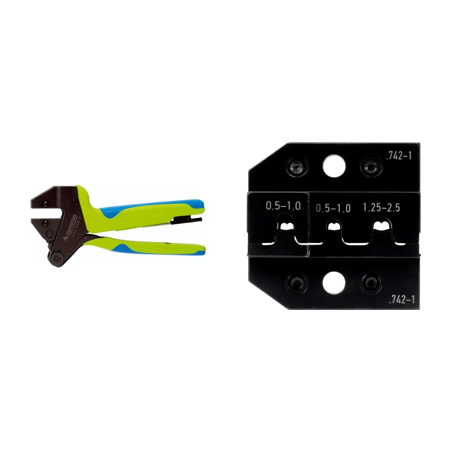 Produktfoto 1 von 624 742-1 3 0 K1 Rennsteig Werkzeuge GmbH Crimpzange PEW12 für Flachstecker gerade und 90° seitlich nach links Querschnitt 0,5mm² - 2,5mm²