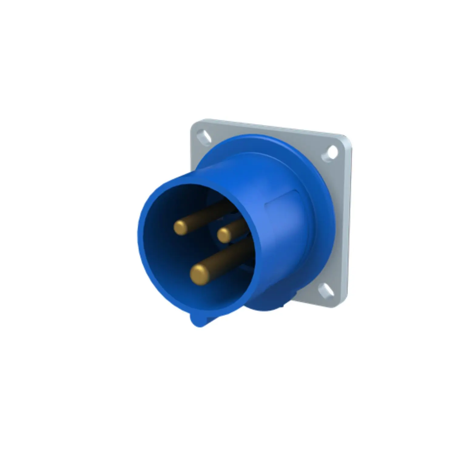Produktfoto 1 von 2CMA193338R1000 Amphenol 16 Ampere CEE Einbausteckverbinder 3-polig (2P+PE) Stift, Kodierung 6h blau 200/250V Frequenz 50 und 60Hz