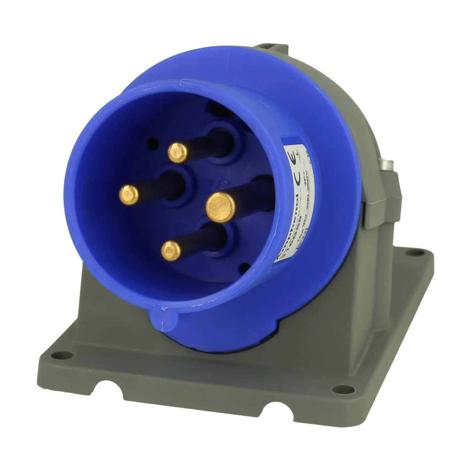 Produktfoto 1 von 2CMA193300R1000 Amphenol 16 Ampere CEE Wandsteckverbinder 4-polig (3P+PE) Stift, Kodierung 9h blau 200/250V Frequenz 50 und 60Hz